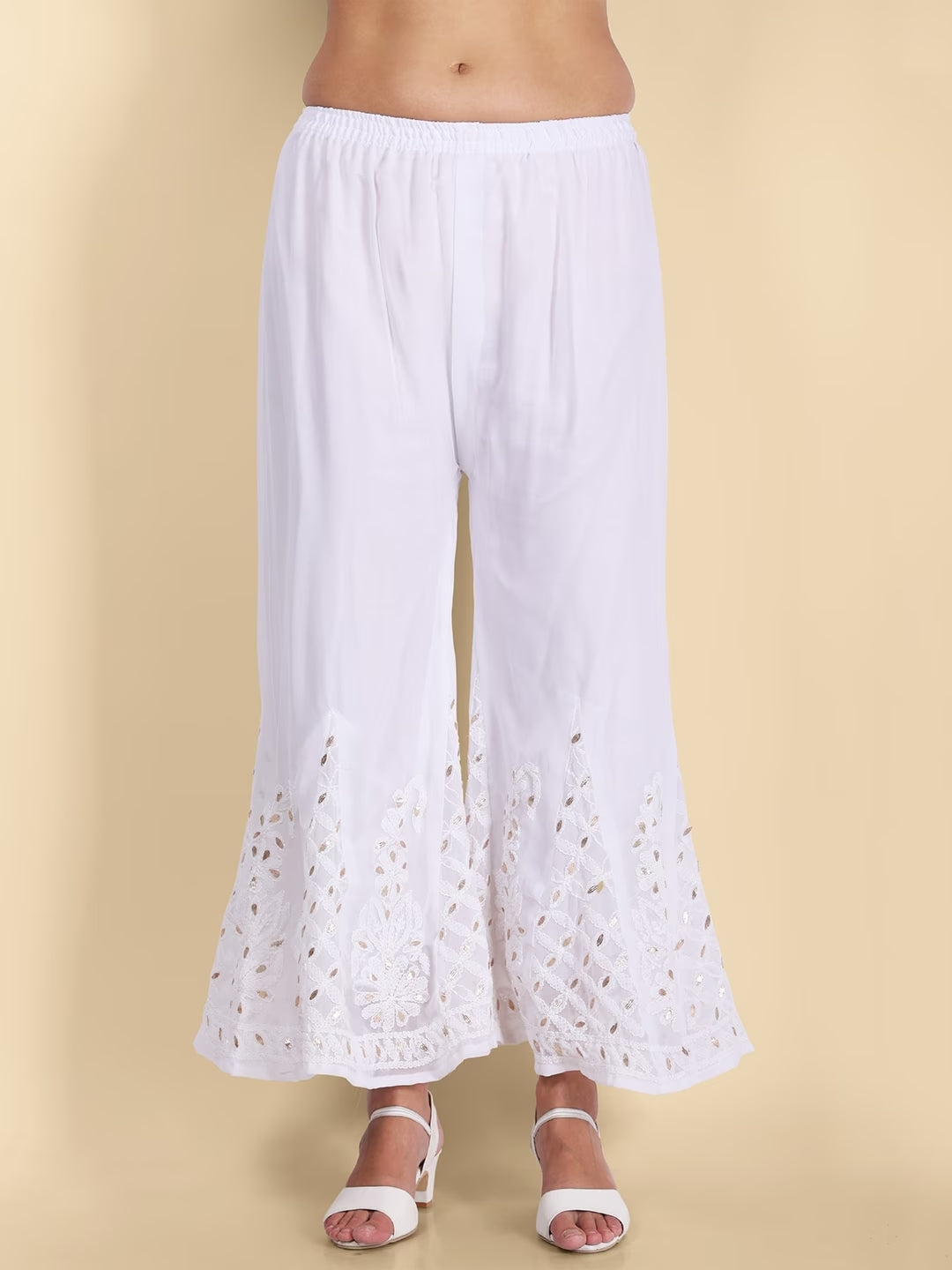 Lucknowi Chikankari Handwork Gota Patti Work Sharara.