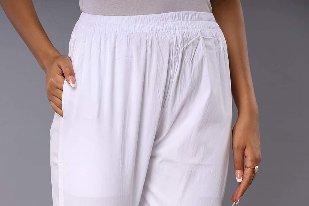Lucknowi Chikankari Machine Embroidery Work lycra stretchable Pants For Women