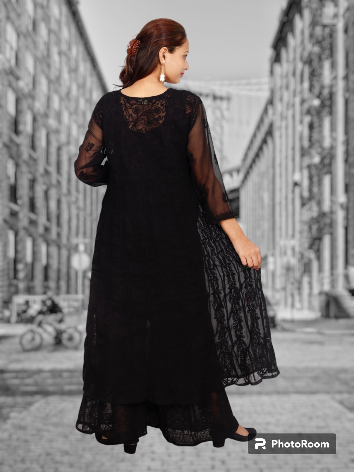 Lucknowi Chikankari Aari Embroidrey Anarkali Kurti With Matching Inner(Color Chart)