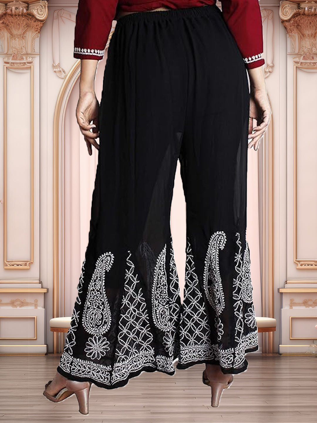 Lucknowi Chikankari Handwork Georgette Sharara by ADR Chikan