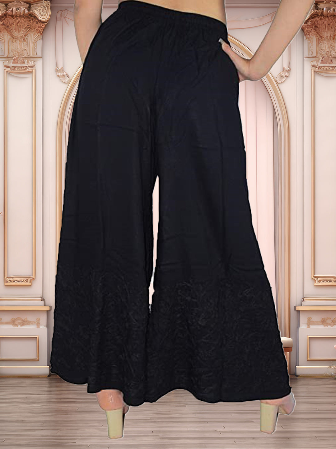 Lucknowi Chikankari Handwork Georgette Black Sharara by ADR Chikan