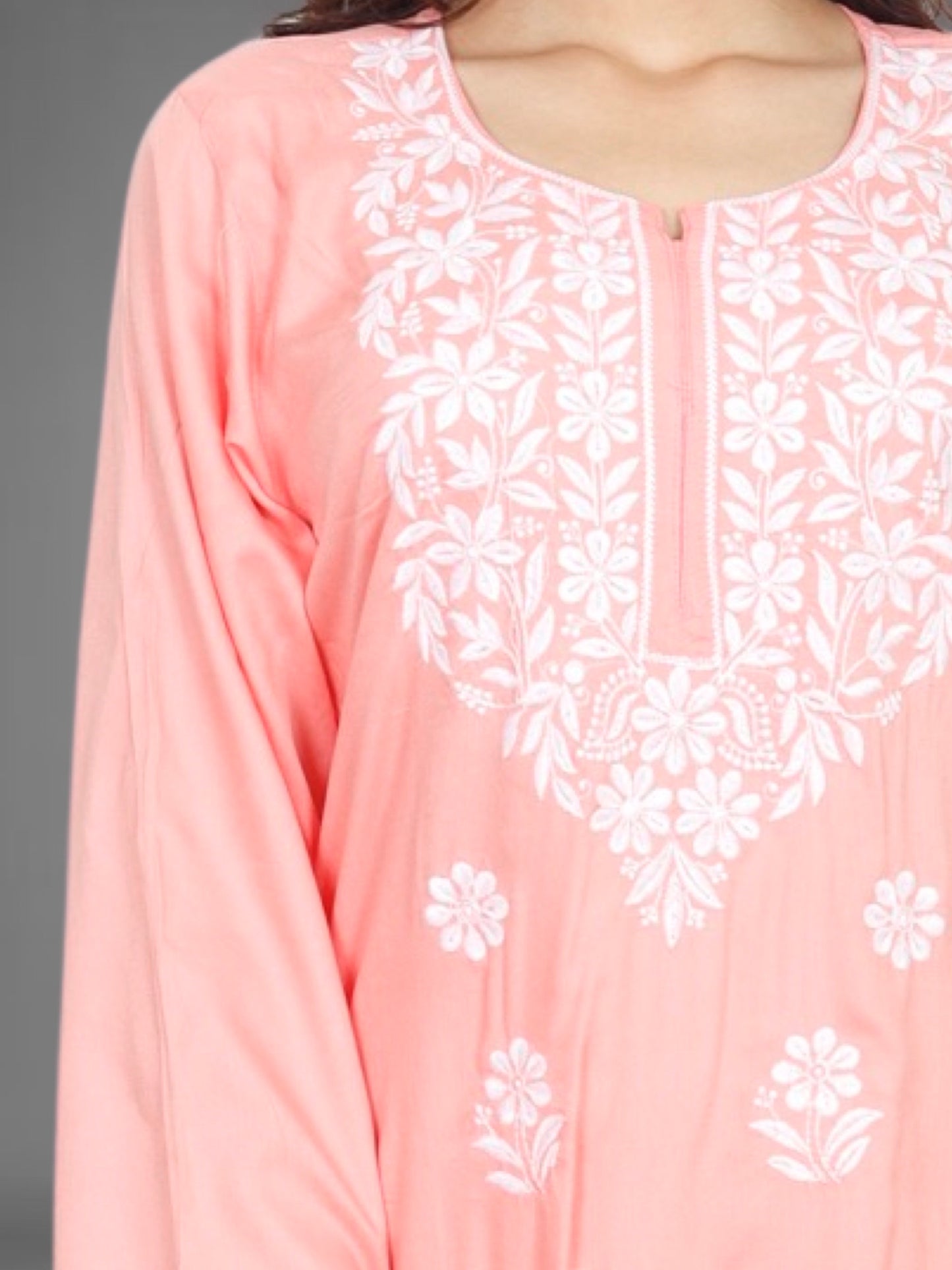 Trending Lucknowi Chikankari Embroidery Soft Rayon Kurta Palazzo Set