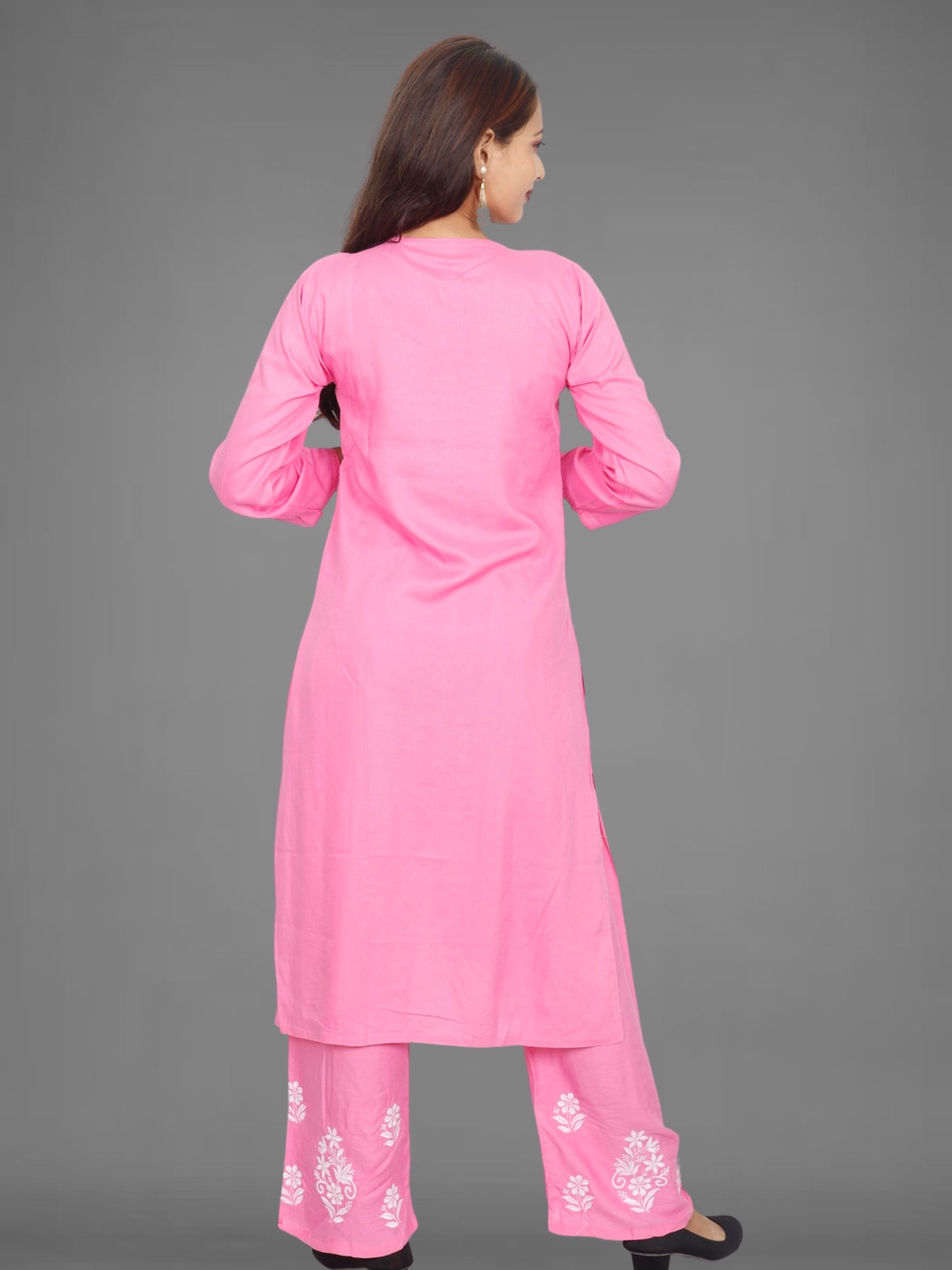 Trending Lucknowi Chikankari Embroidery Soft Rayon Kurta Palazzo Set
