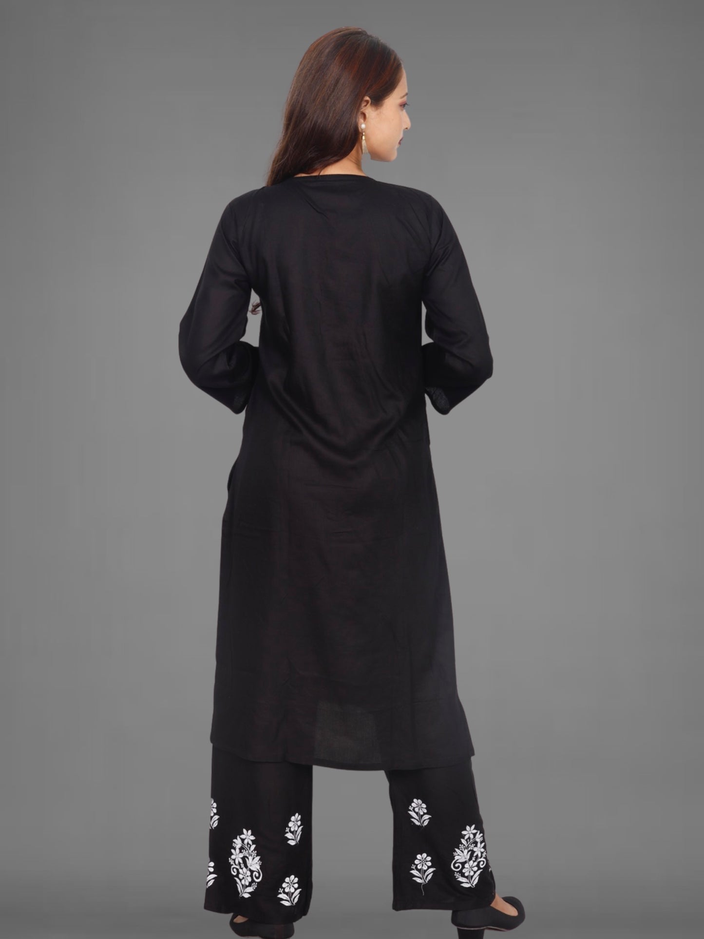 Trending Lucknowi Chikankari Embroidery Soft Rayon Kurta Palazzo Set