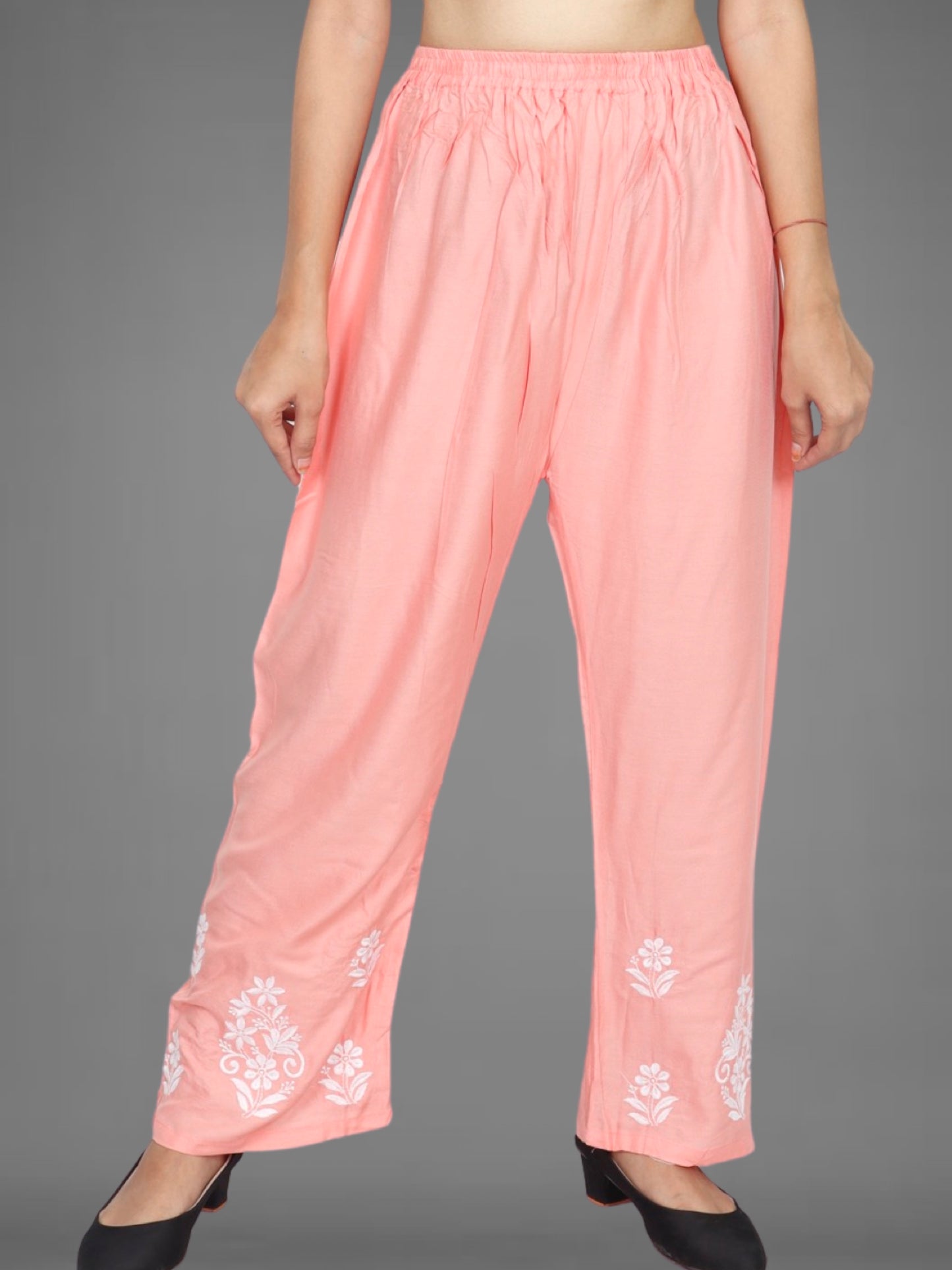 Trending Lucknowi Chikankari Embroidery Soft Rayon Kurta Palazzo Set