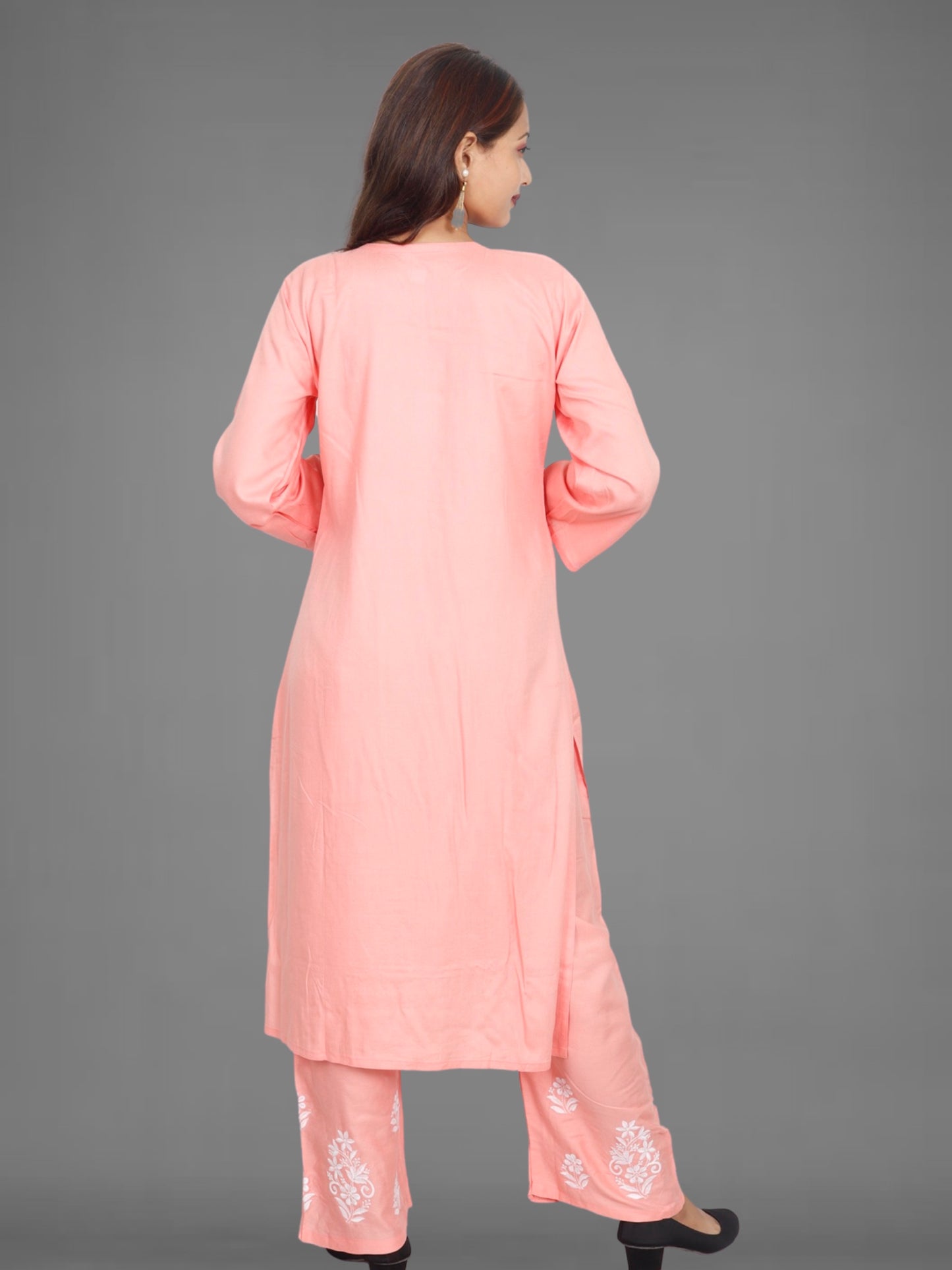 Trending Lucknowi Chikankari Embroidery Soft Rayon Kurta Palazzo Set