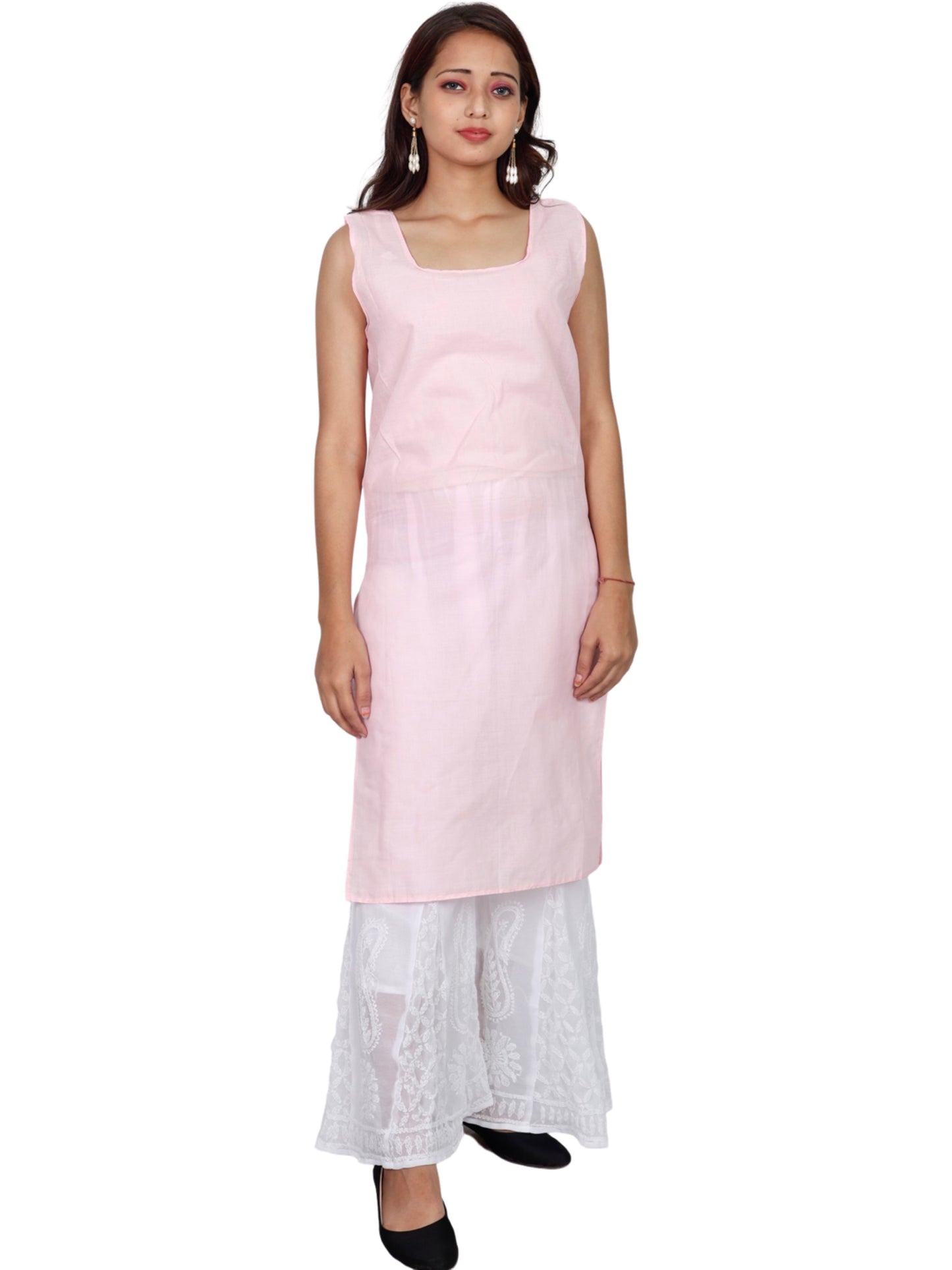 ADR Chikan Cotton Long Camisole Slip for Women(Colour Chart)