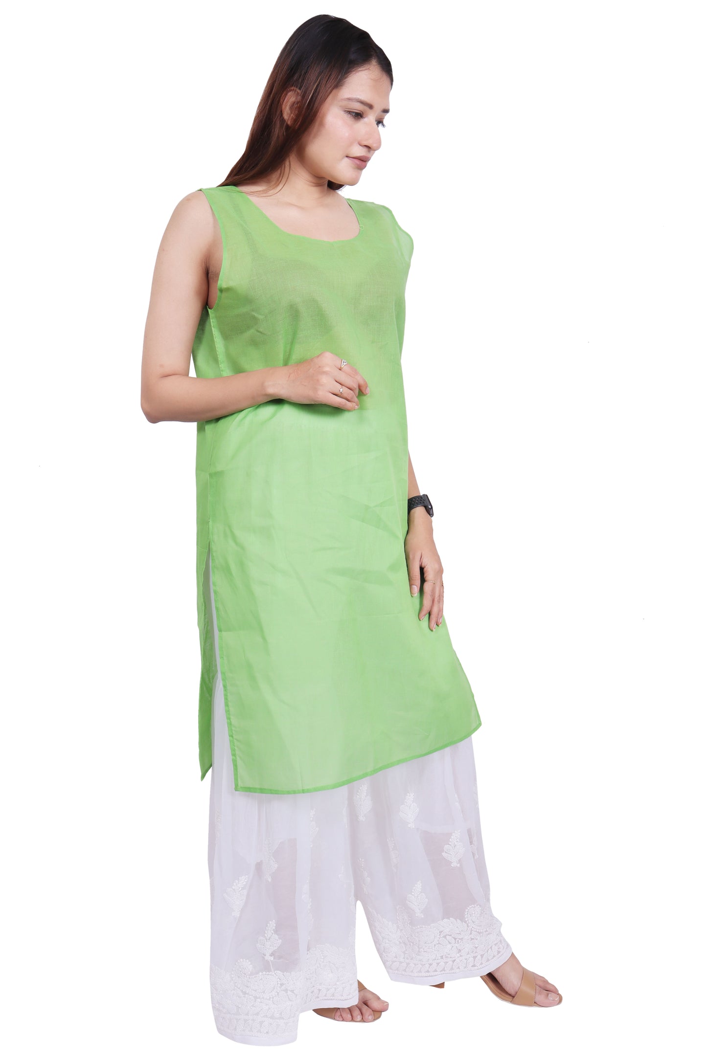 ADR Chikan Women's Cotton Long Camisole for Kurti/Suit Slip/Long Inner/Samij for Women Sameej/Knee Length Inner Wear/Sameez/Kurti Slip