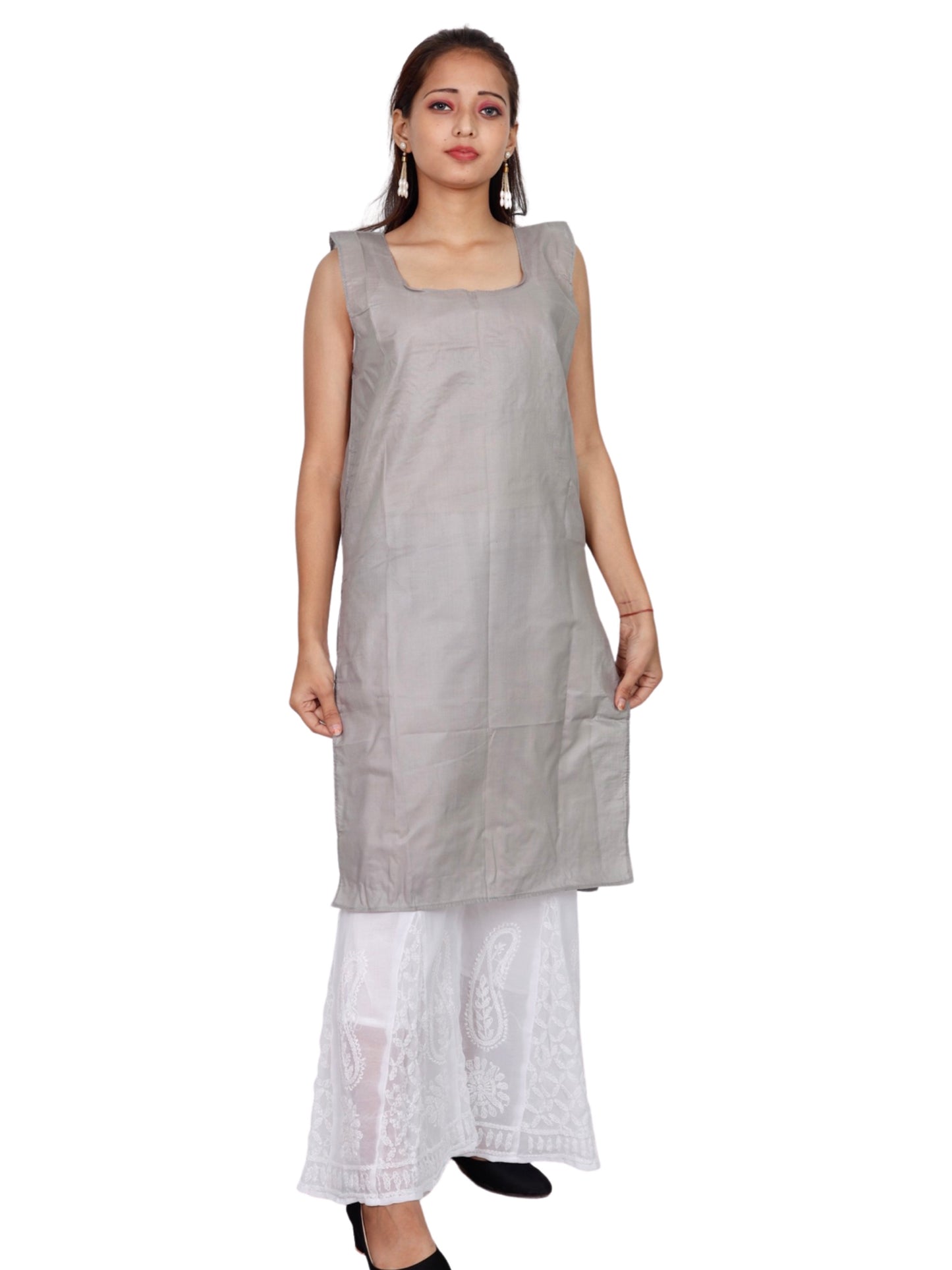 ADR Chikan Cotton Long Camisole Slip for Women(Colour Chart)
