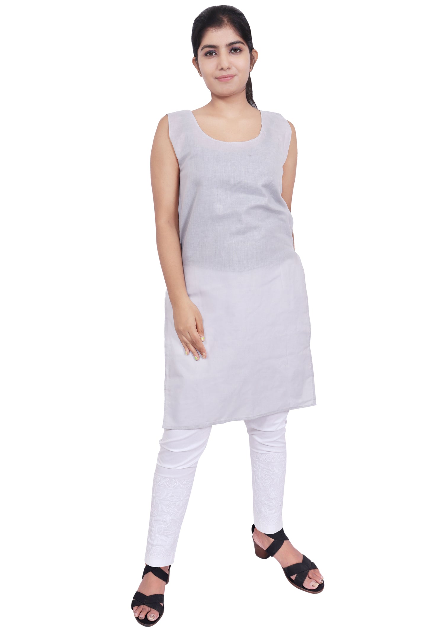 ADR Chikan Cotton Long Camisole Slip for Women(Colour Chart)