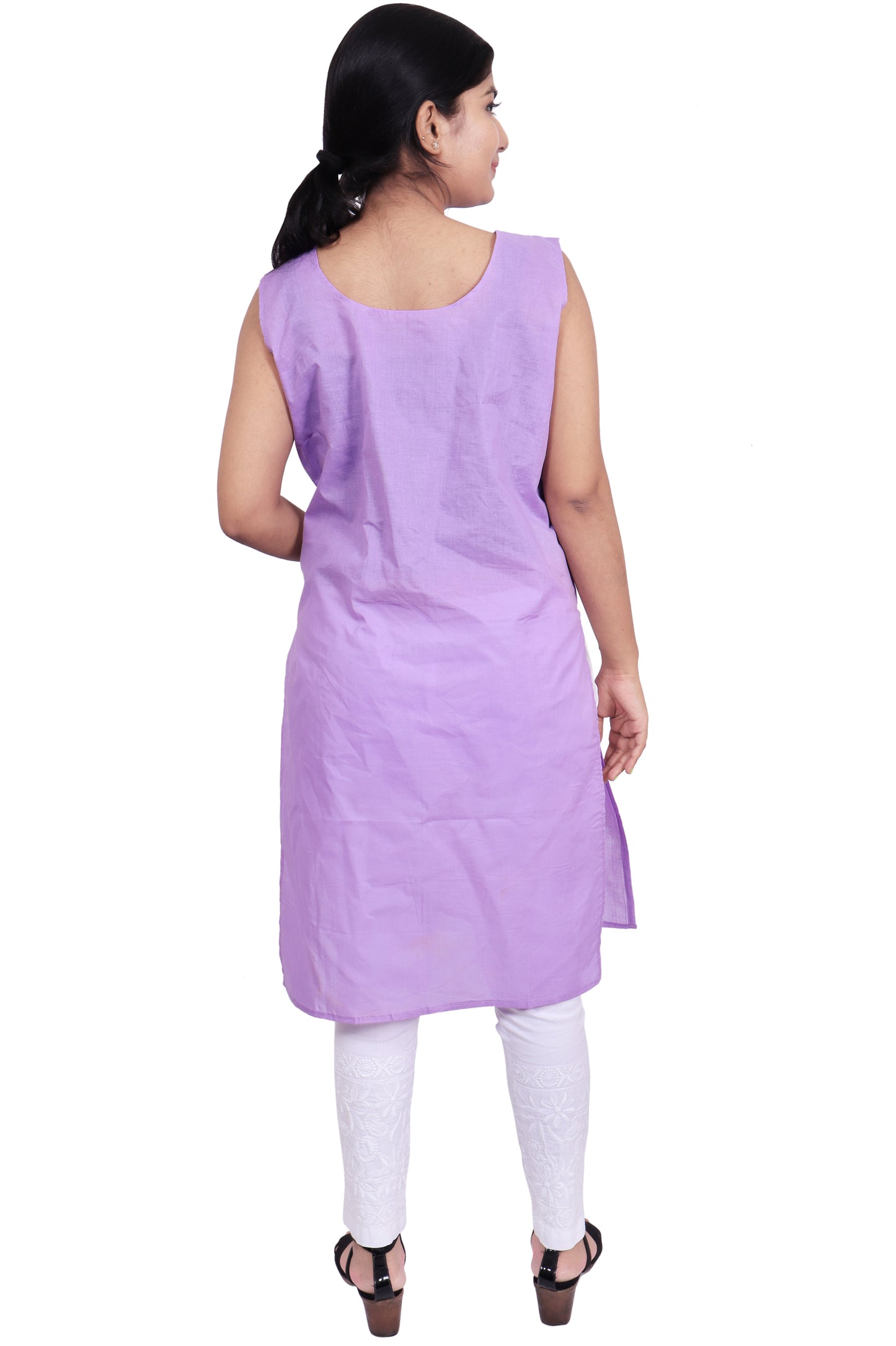ADR Chikan Cotton Long Camisole Slip for Women