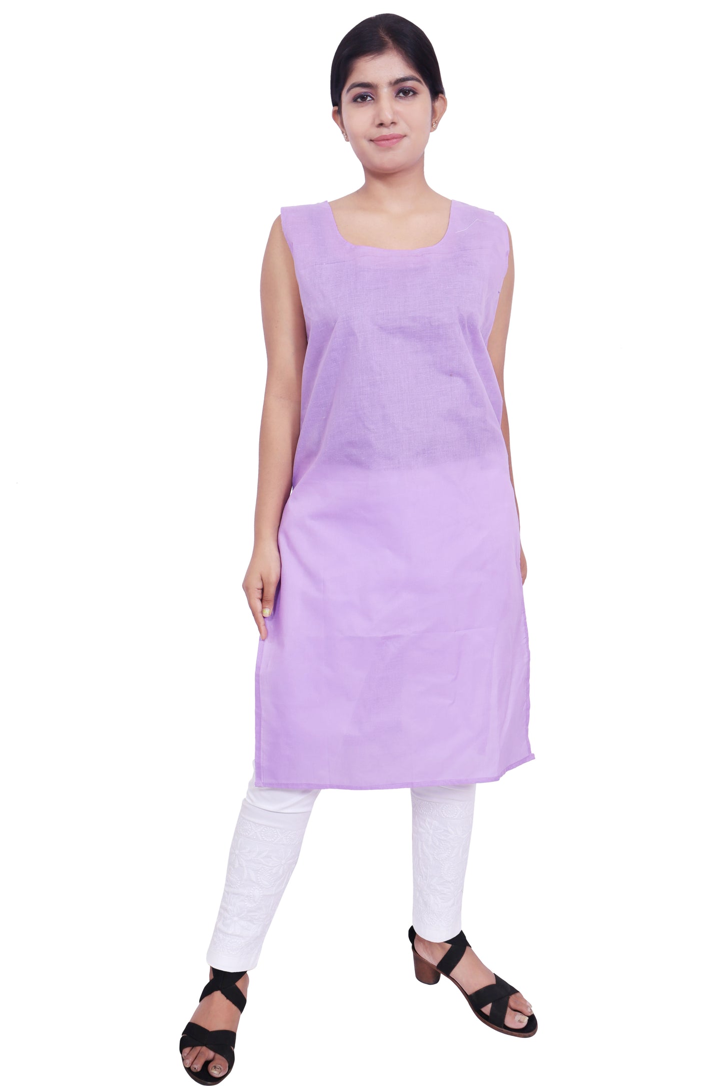 ADR Chikan Cotton Long Camisole Slip for Women