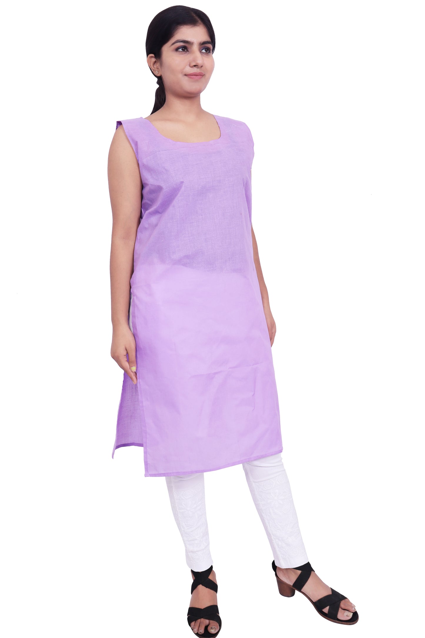 ADR Chikan Cotton Long Camisole Slip for Women