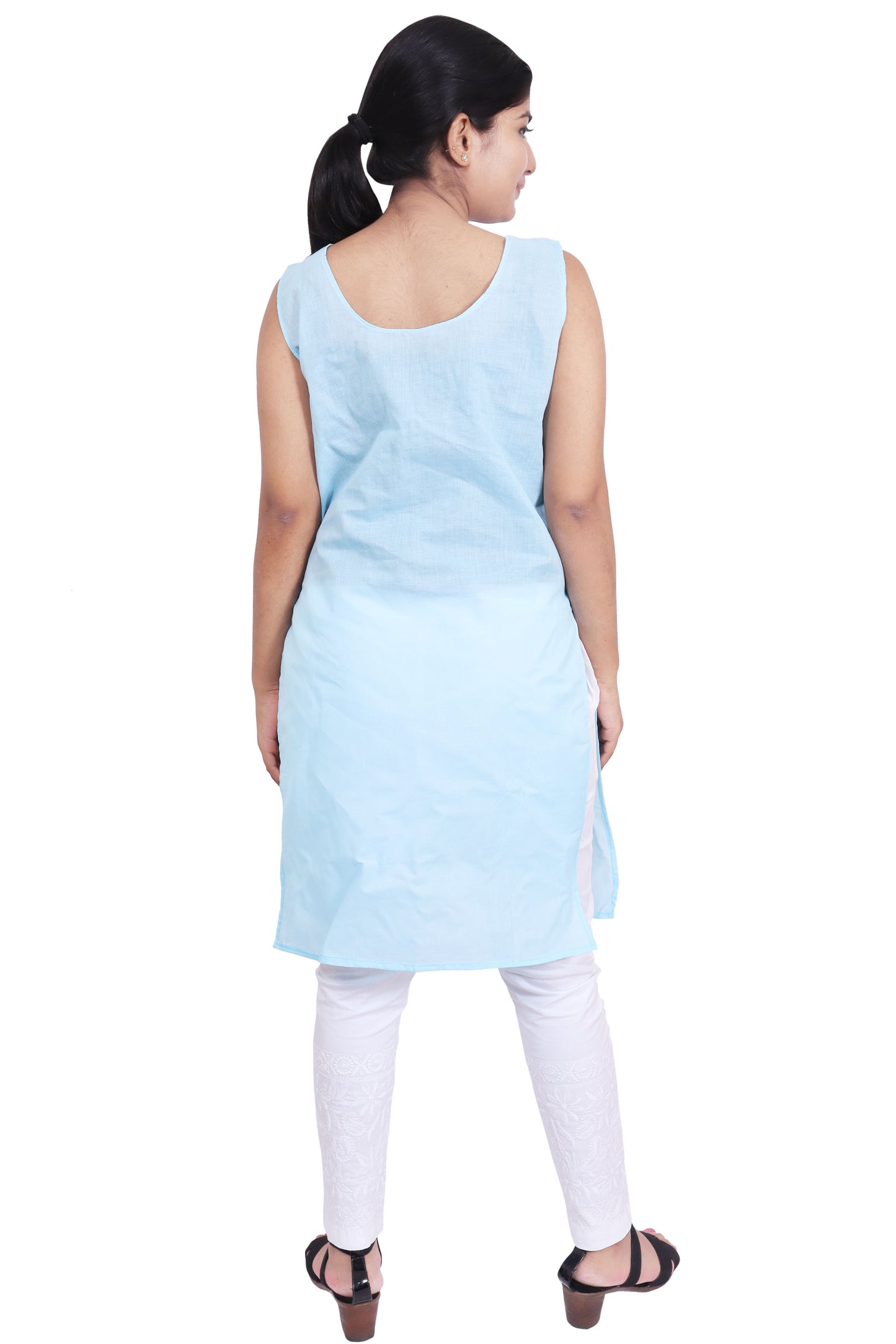 ADR Chikan Cotton Long Camisole Slip for Women.