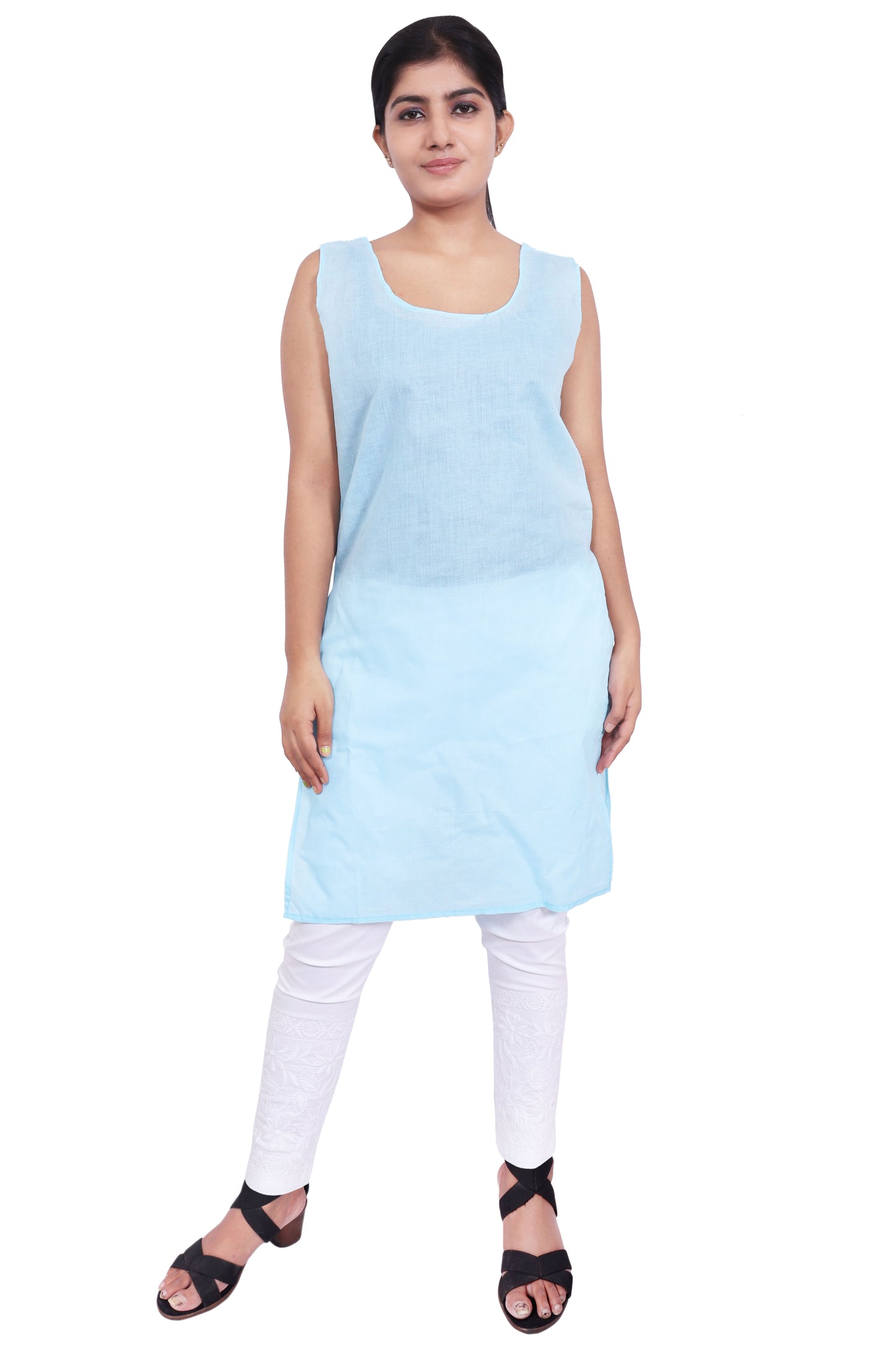 ADR Chikan Cotton Long Camisole Slip for Women(Colour Chart)