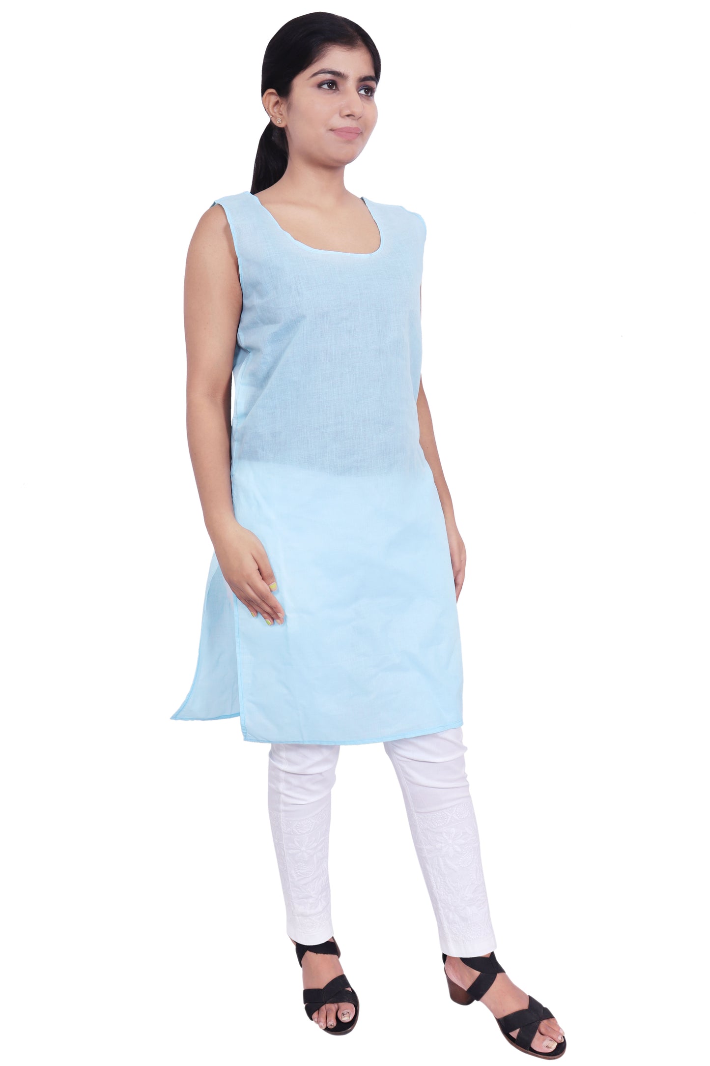 ADR Chikan Cotton Long Camisole Slip for Women.