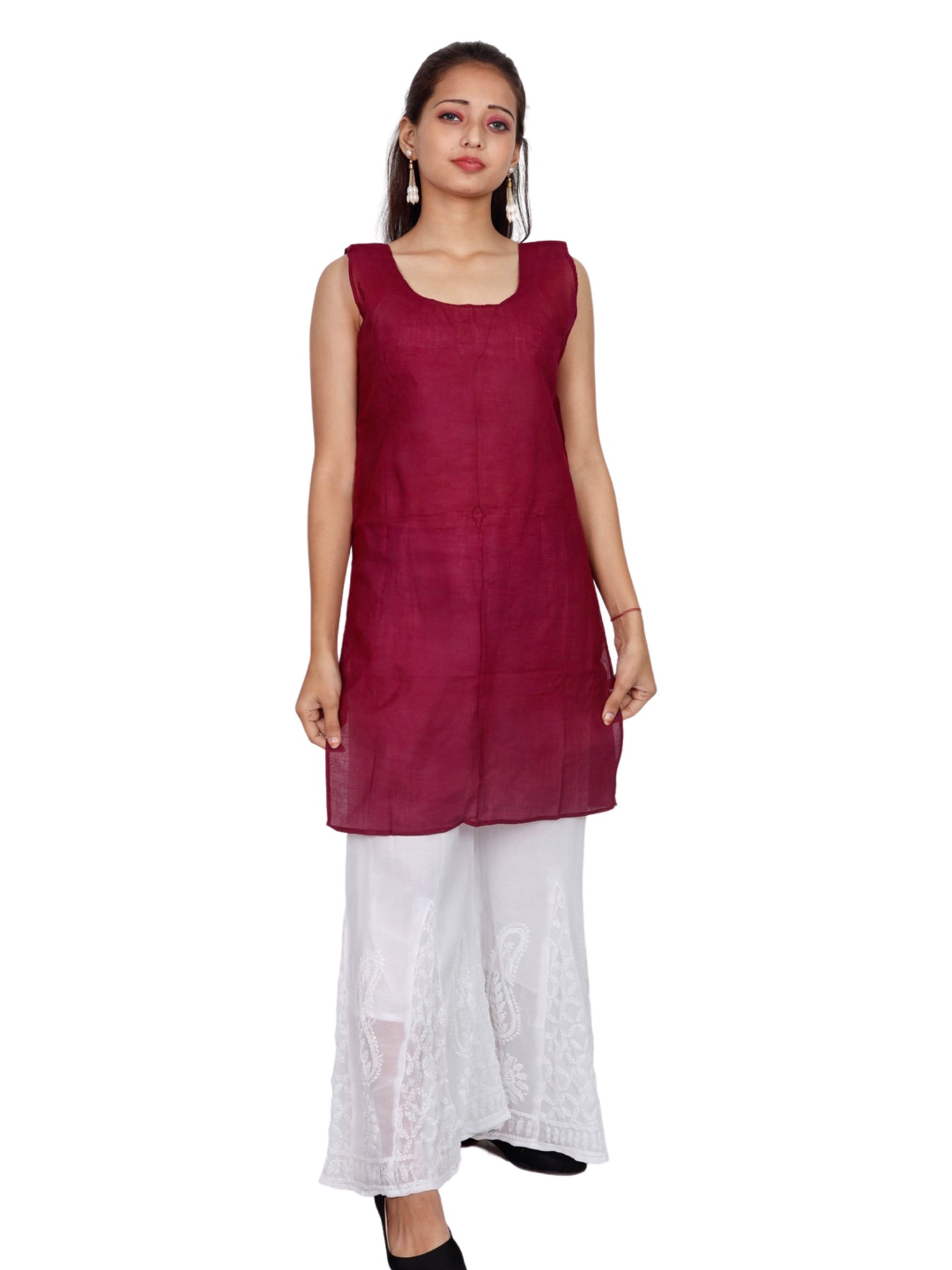 ADR Chikan Cotton Long Camisole Slip for Women(Colour Chart)