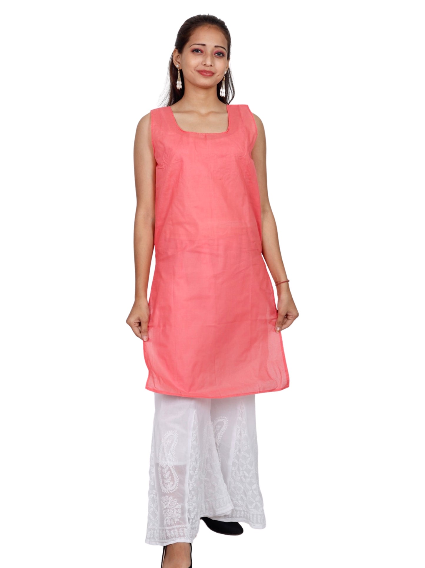 ADR Chikan Cotton Long Camisole Slip for Women(Colour Chart)