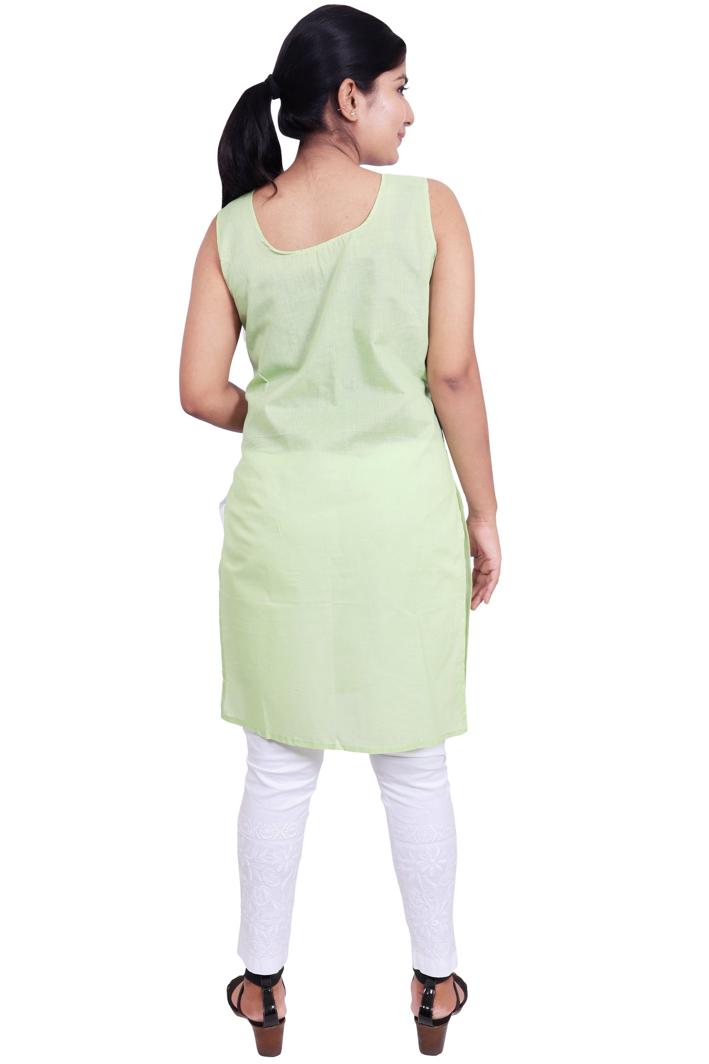 ADR Chikan Cotton Long Camisole Slip for Women.