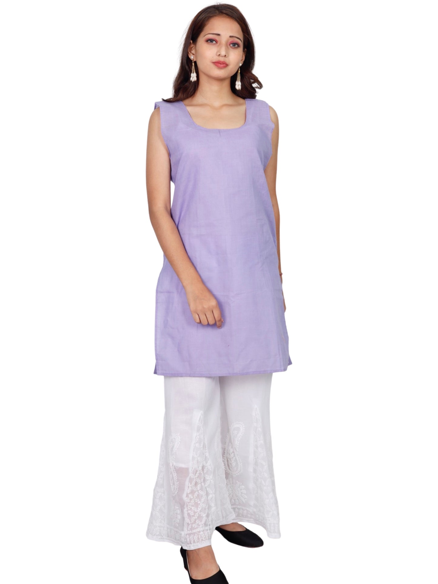 ADR Chikan Cotton Long Camisole Slip for Women(Colour Chart)