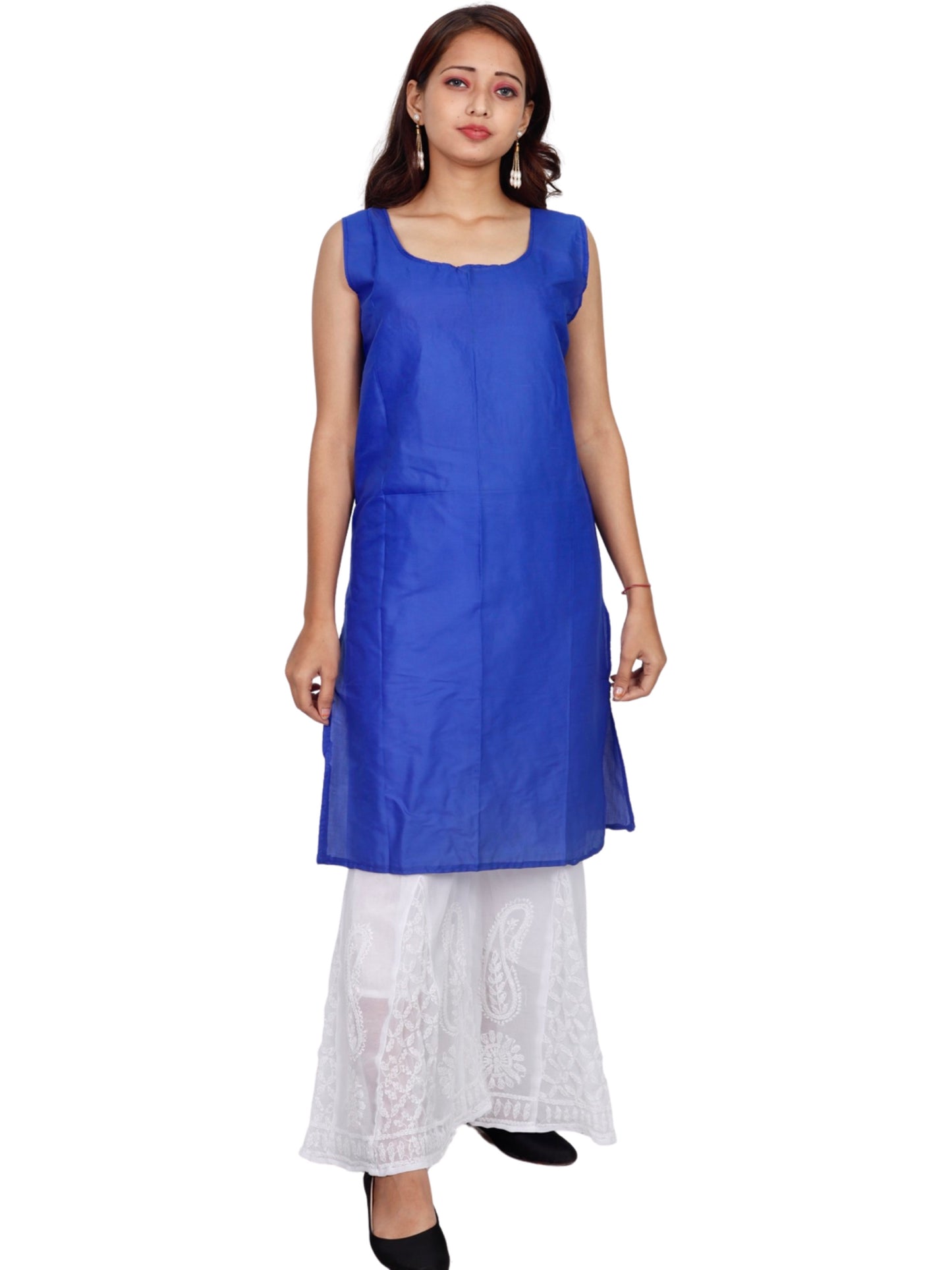 ADR Chikan Cotton Long Camisole Slip for Women(Colour Chart)