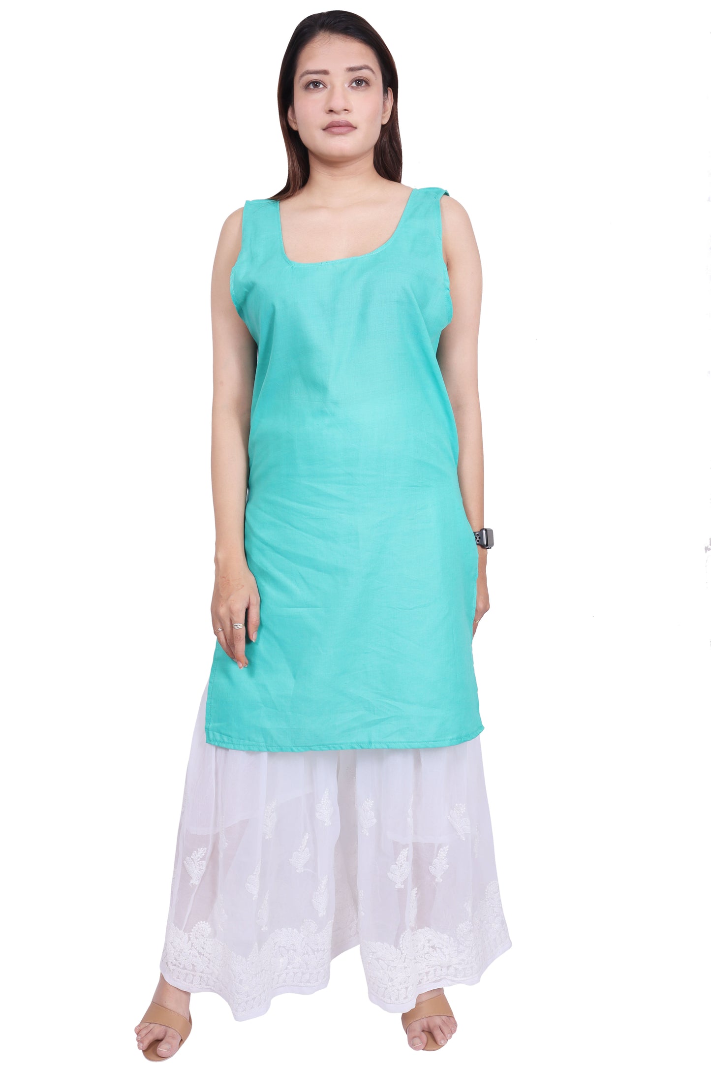 ADR Chikan Cotton Long Camisole Slip for Women(Colour Chart)
