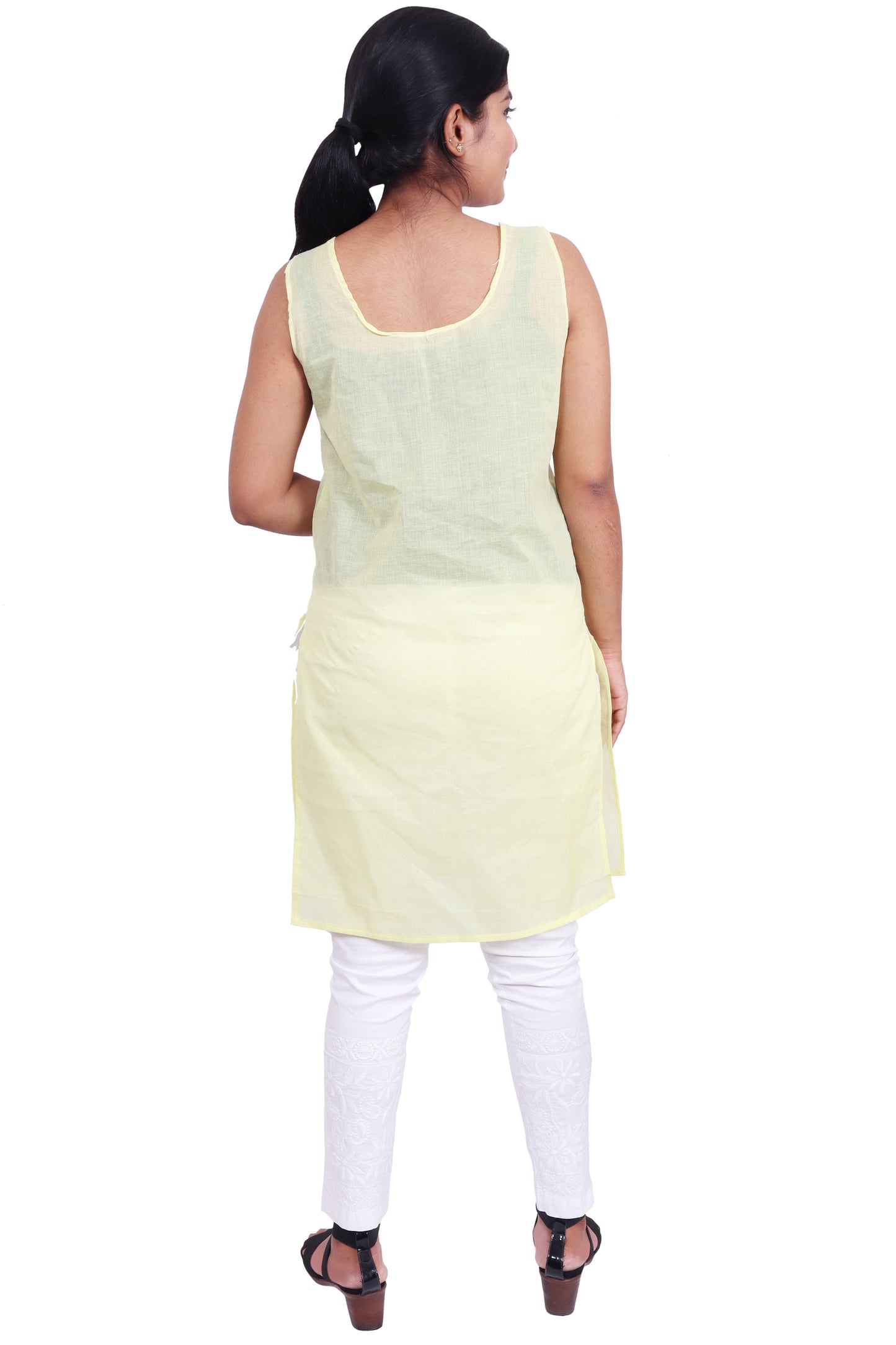 ADR Chikan Cotton Long Camisole Slip for Women.