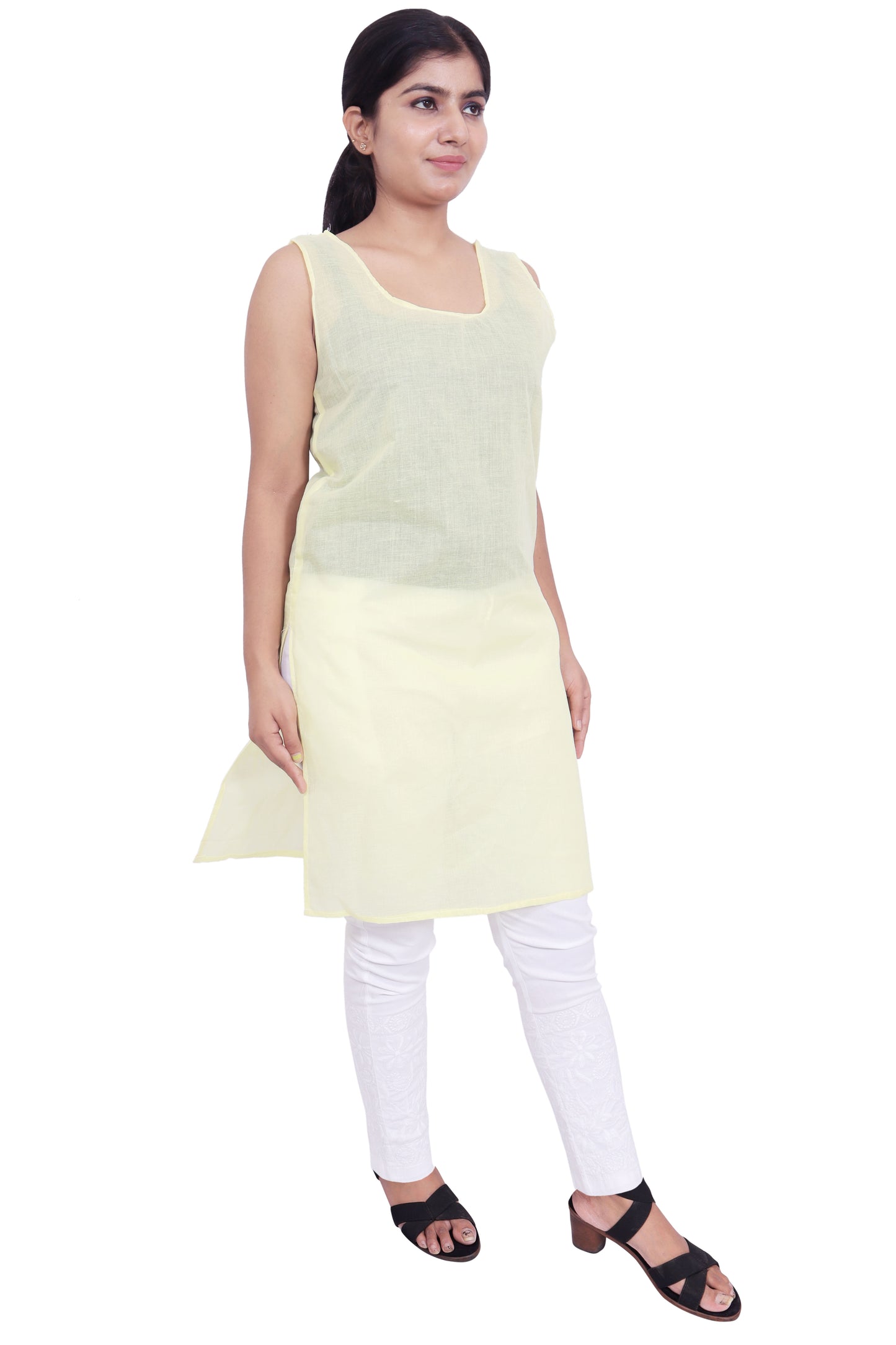 ADR Chikan Cotton Long Camisole Slip for Women.