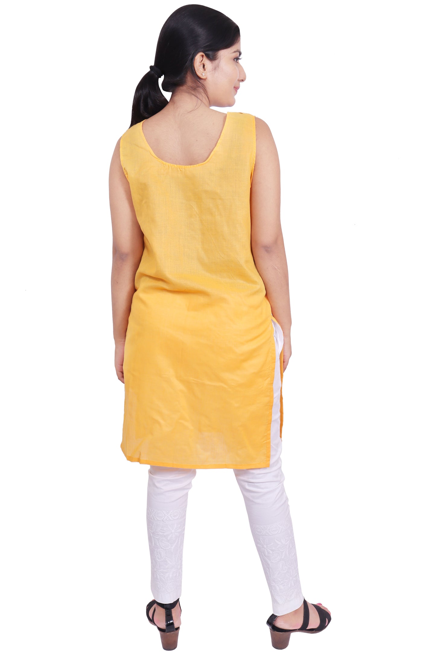 ADR Chikan Cotton Long Camisole Slip for Women.