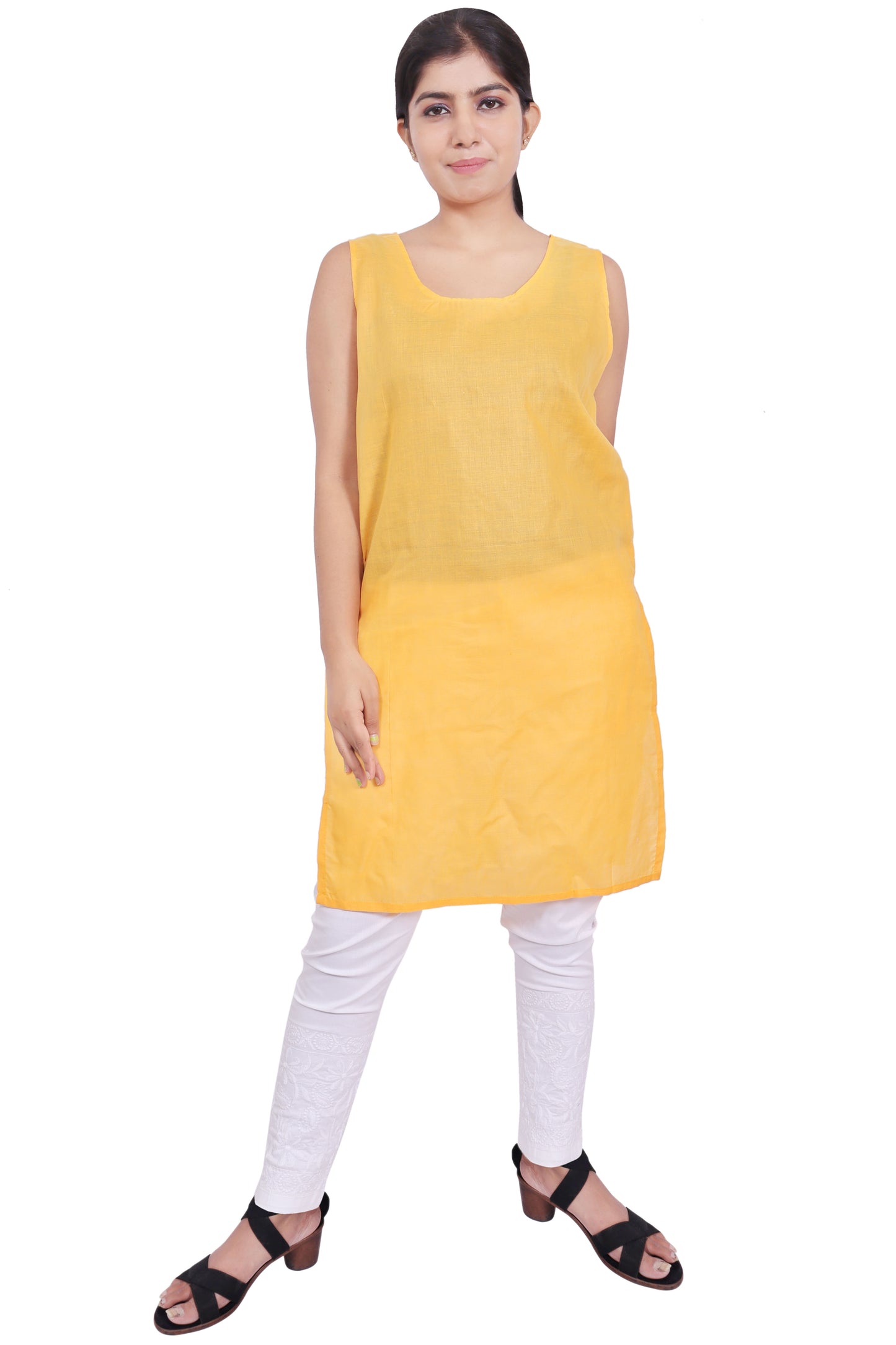 ADR Chikan Cotton Long Camisole Slip for Women.