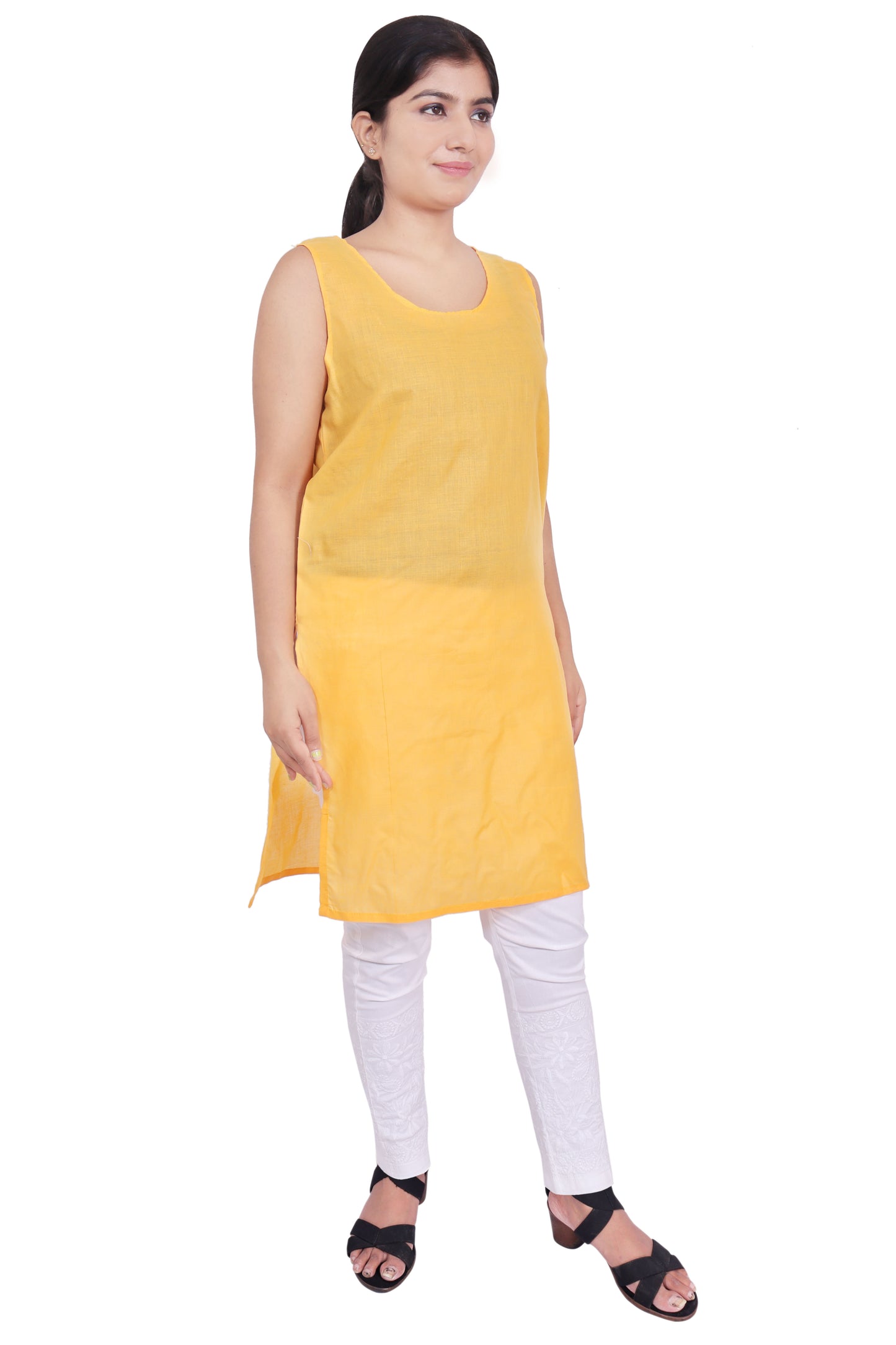 ADR Chikan Cotton Long Camisole Slip for Women.