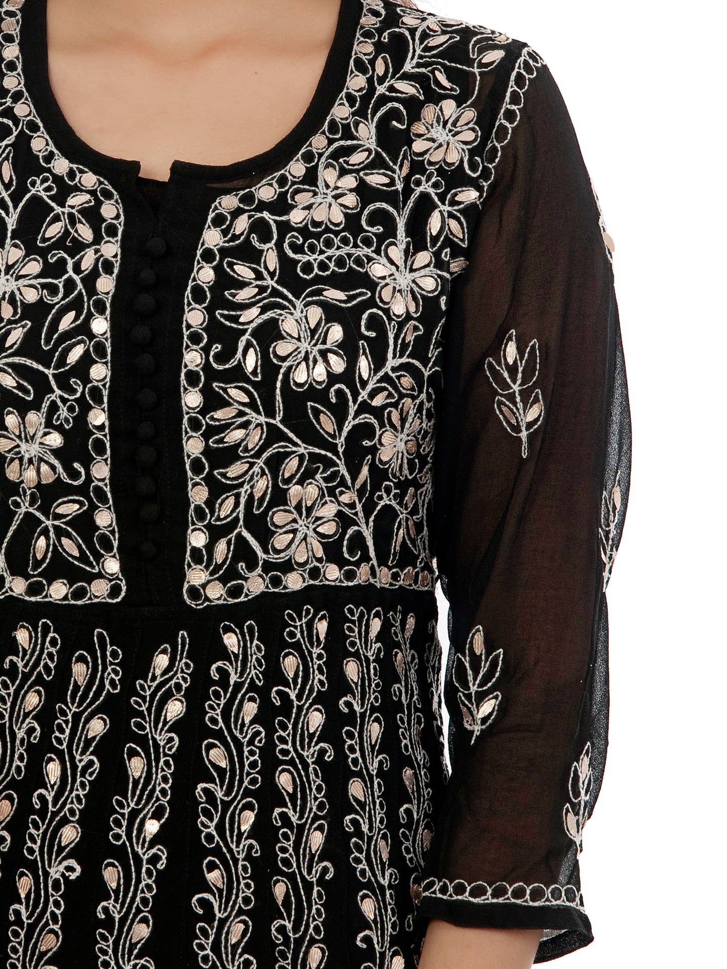 Lucknowi Chikankari Gota Patti Anarkali Gown For Women & Girls Only Kurti.