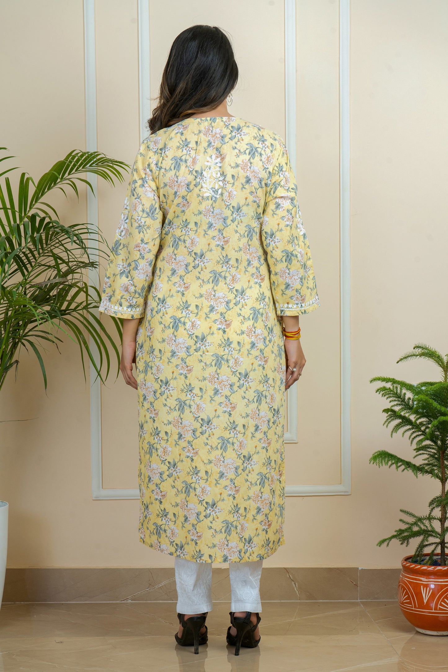 Lucknowi Chikankari Mul Mul Cotton Printed Kurti ADR Chikan (Color Chart)