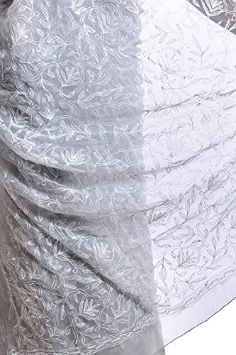 ADR Women's Lucknow Chikankari Tepchi Work Georgette Saree(Color Chart)