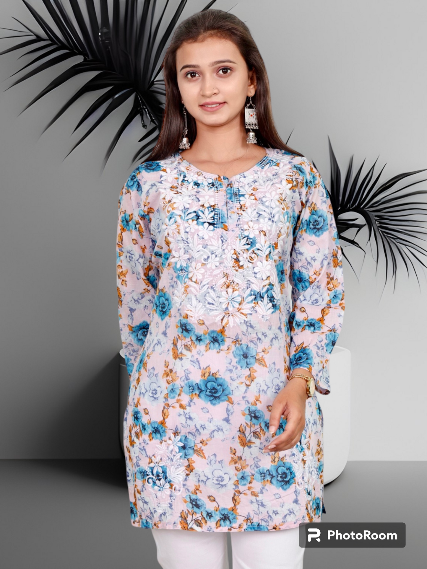 Lucknowi Chikankari Work Short Top MUL MUL Cotton Kurta Set For Girls & Women's