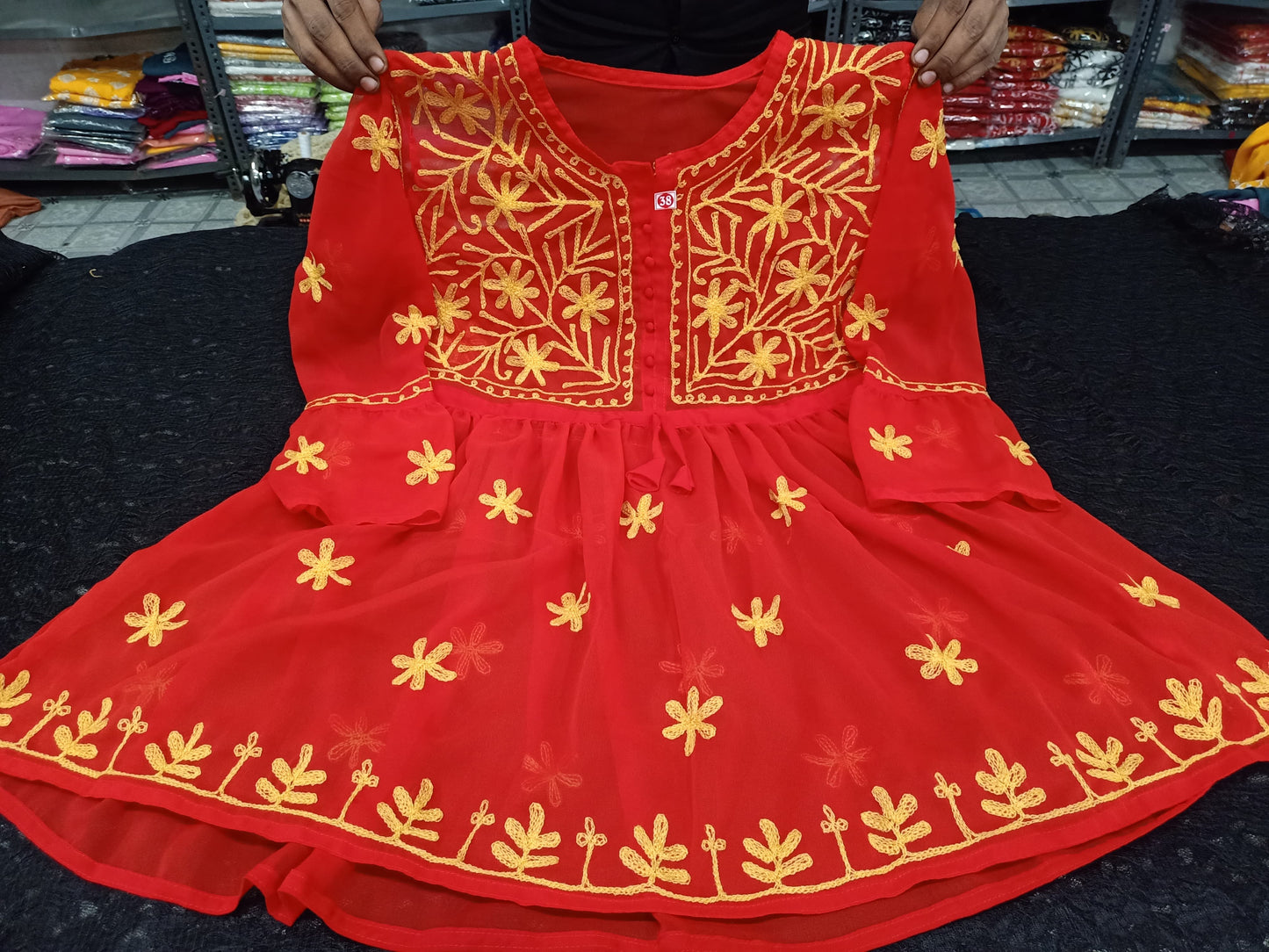 Lucknowi Chikankari Work Short Georgette Top For Girls & Women's.