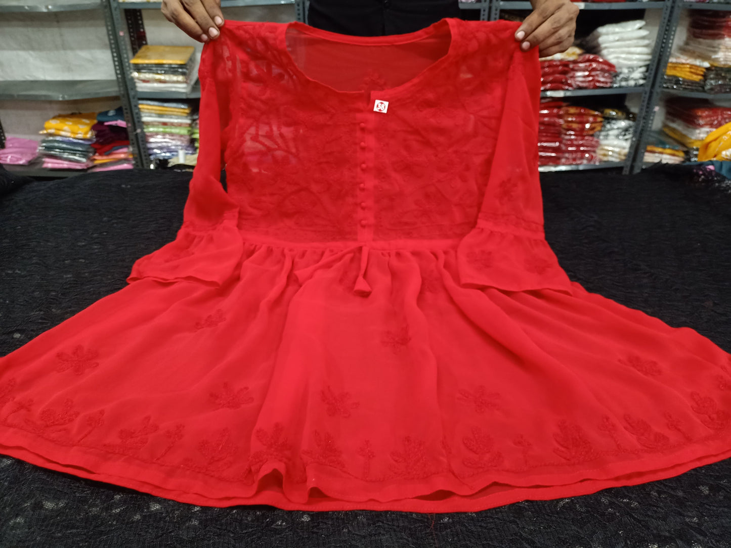 Lucknowi Chikankari Work Short Georgette Top For Girls & Women's.