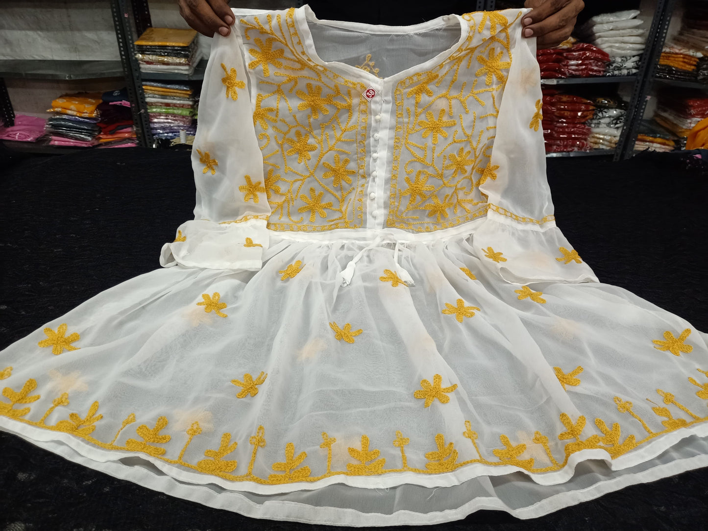 Lucknowi Chikankari Work Short Georgette Top For Girls & Women's.