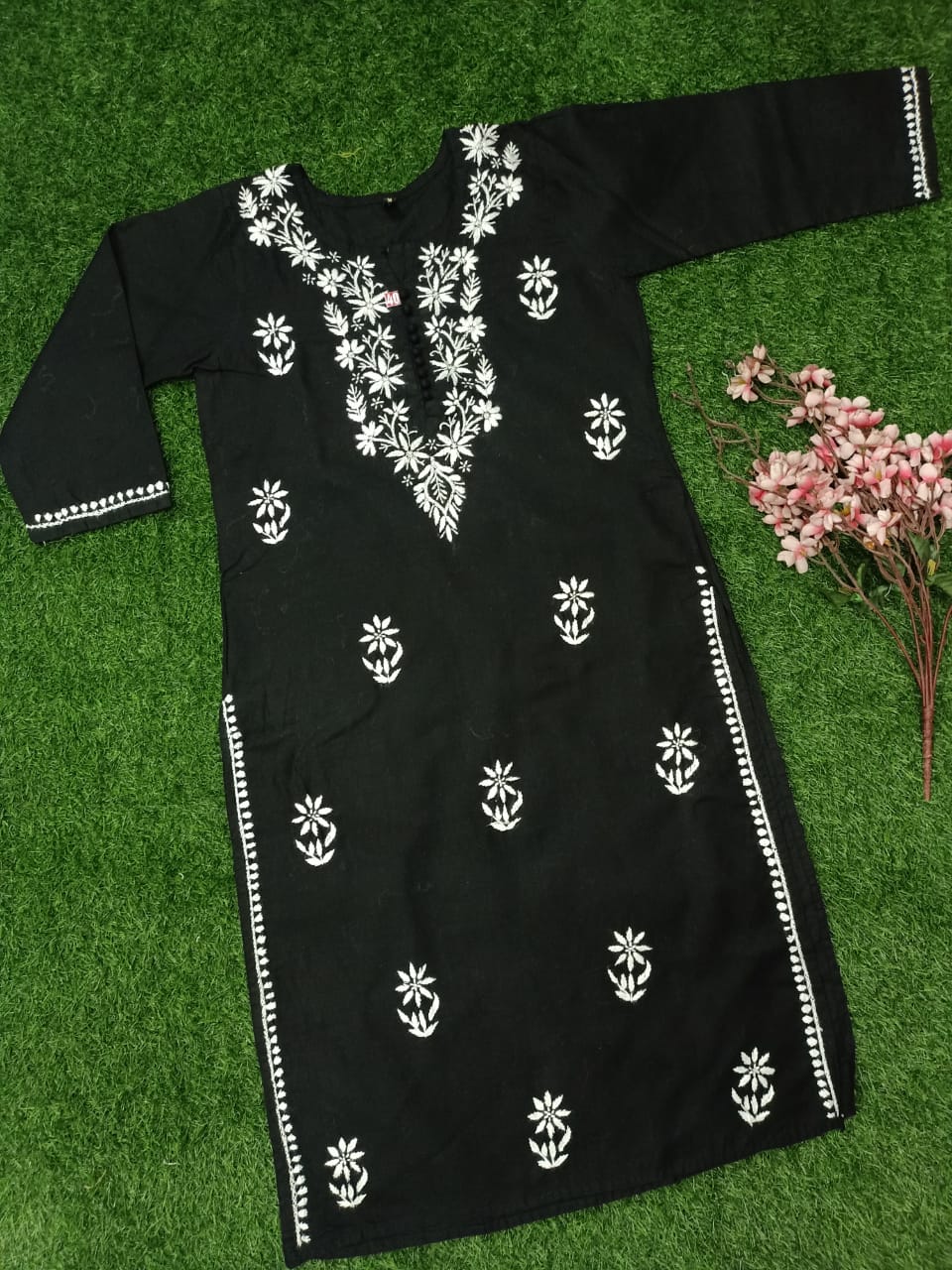 Lucknowi Chikankari Very Fine GhasPatti Handwork Cotton Long Kurtis(Color Chart)