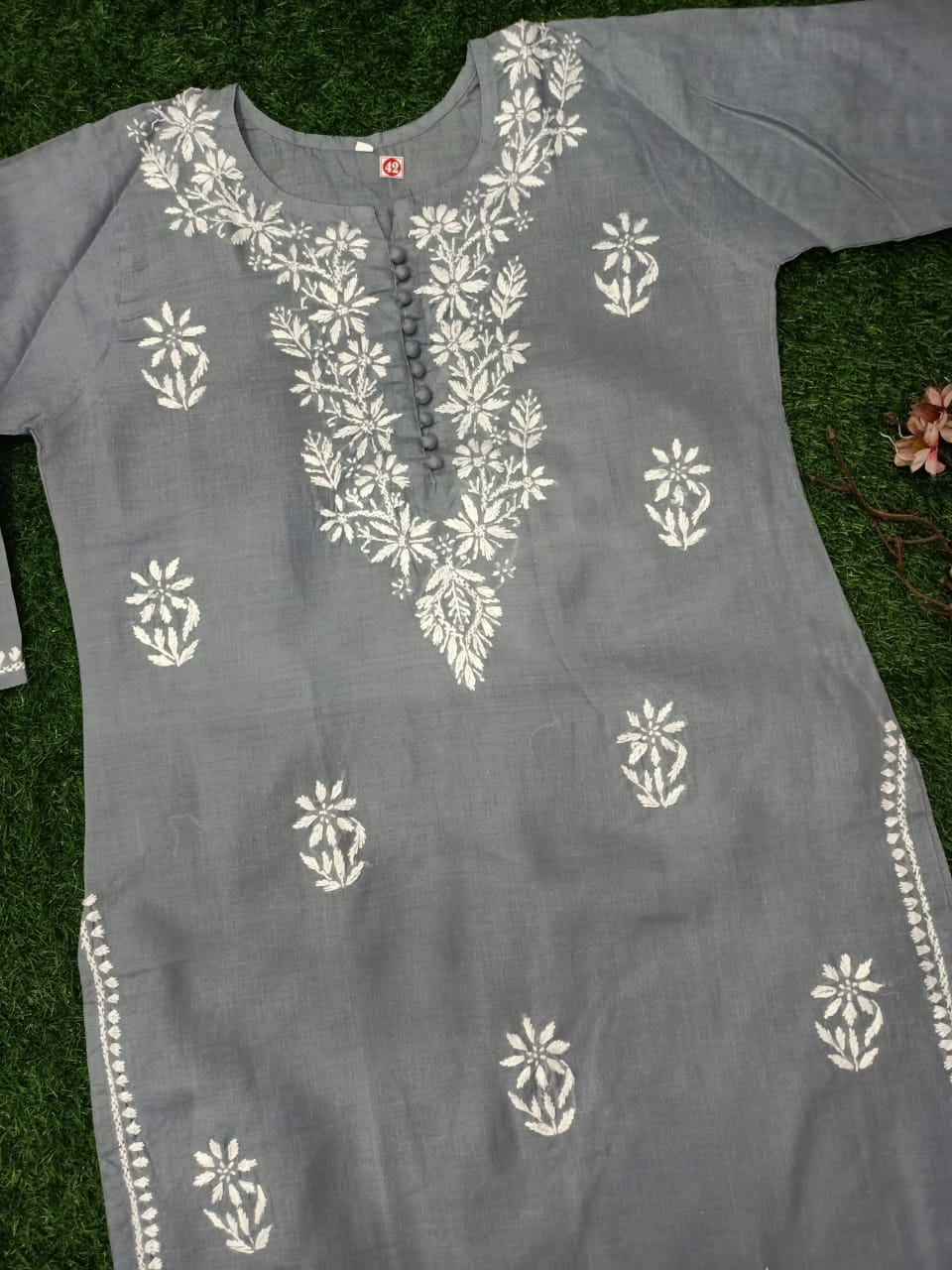Lucknowi Chikankari Very Fine GhasPatti Handwork Cotton Long Kurtis(Color Chart)