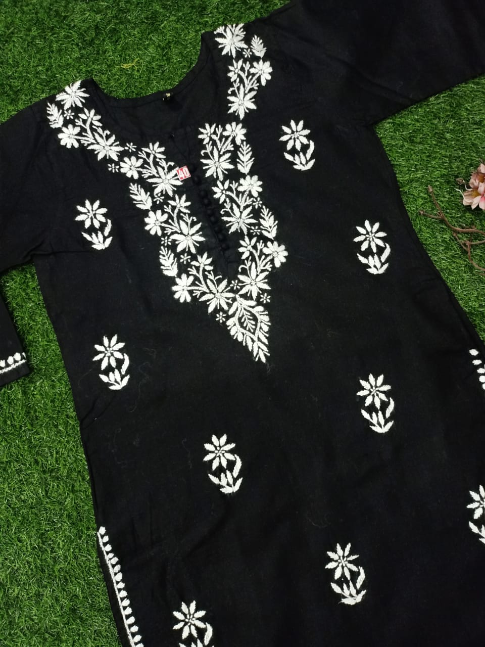 Lucknowi Chikankari Very Fine GhasPatti Handwork Cotton Long Kurtis(Color Chart)