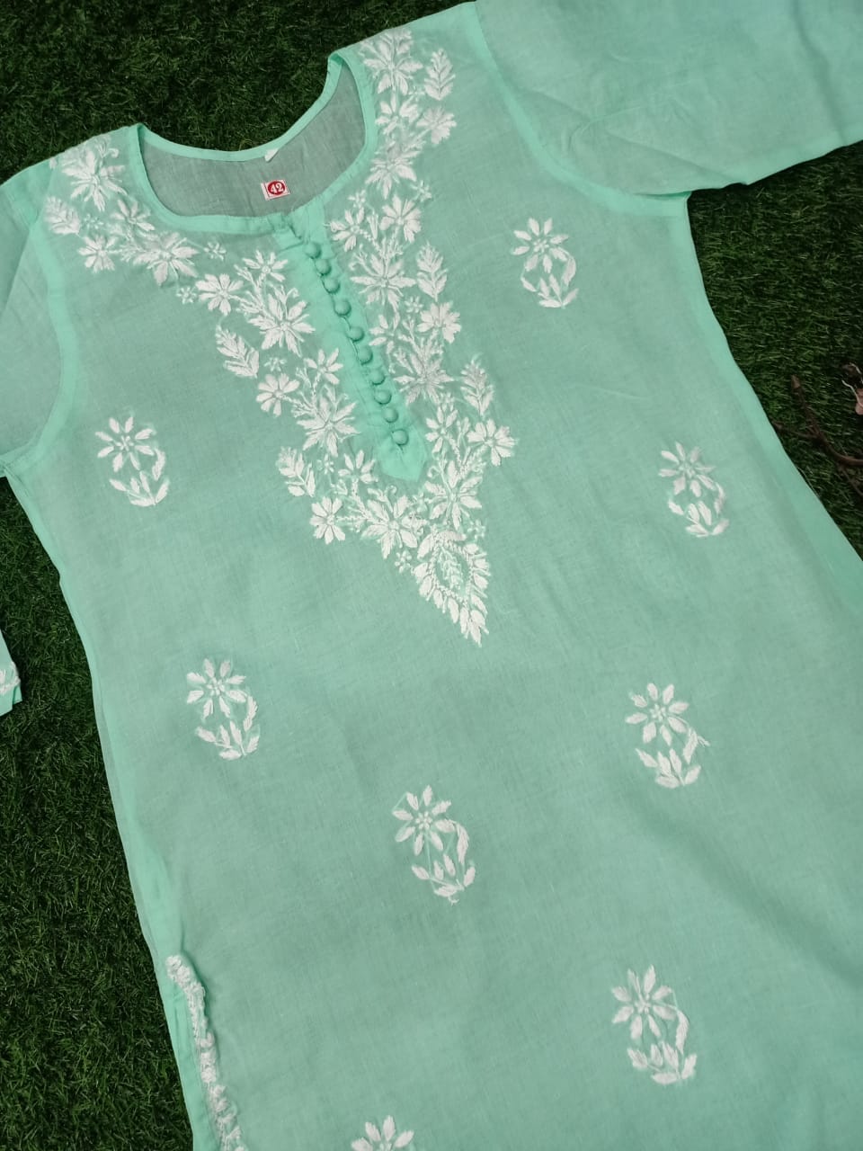 Lucknowi Chikankari Very Fine GhasPatti Handwork Cotton Long Kurtis(Color Chart)