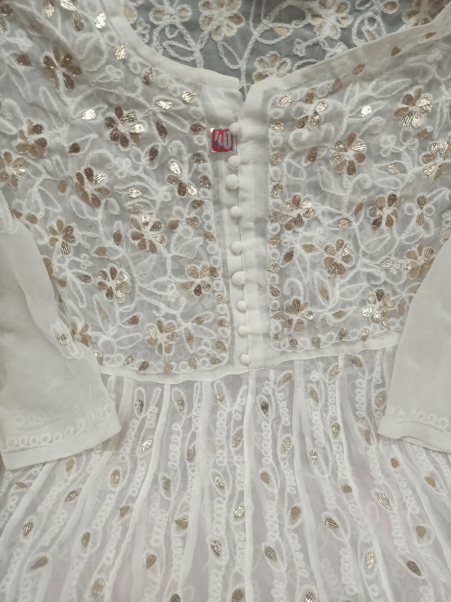 Lucknowi Chikankari Gota Patti Anarkali Gown For Women & Girls Only Kurti.