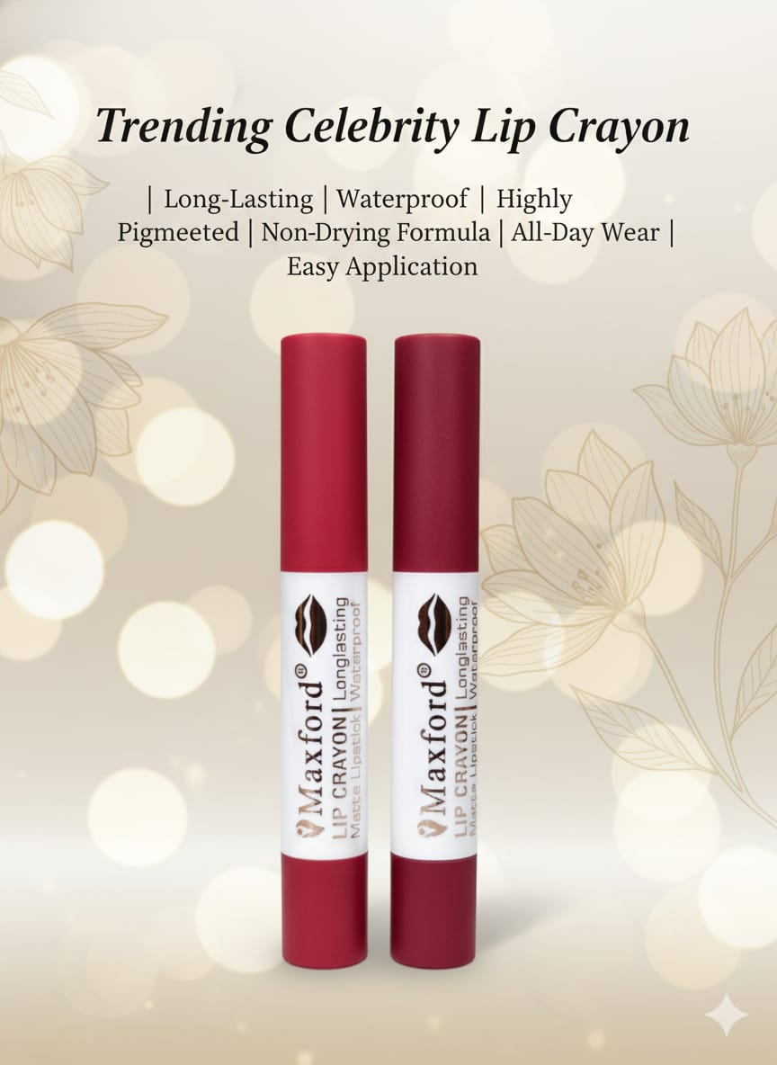 Pack of 2 Maxford Dark Shade Crayon Matte Lipstick - Non-Transfer, Waterproof & Long-Lasting