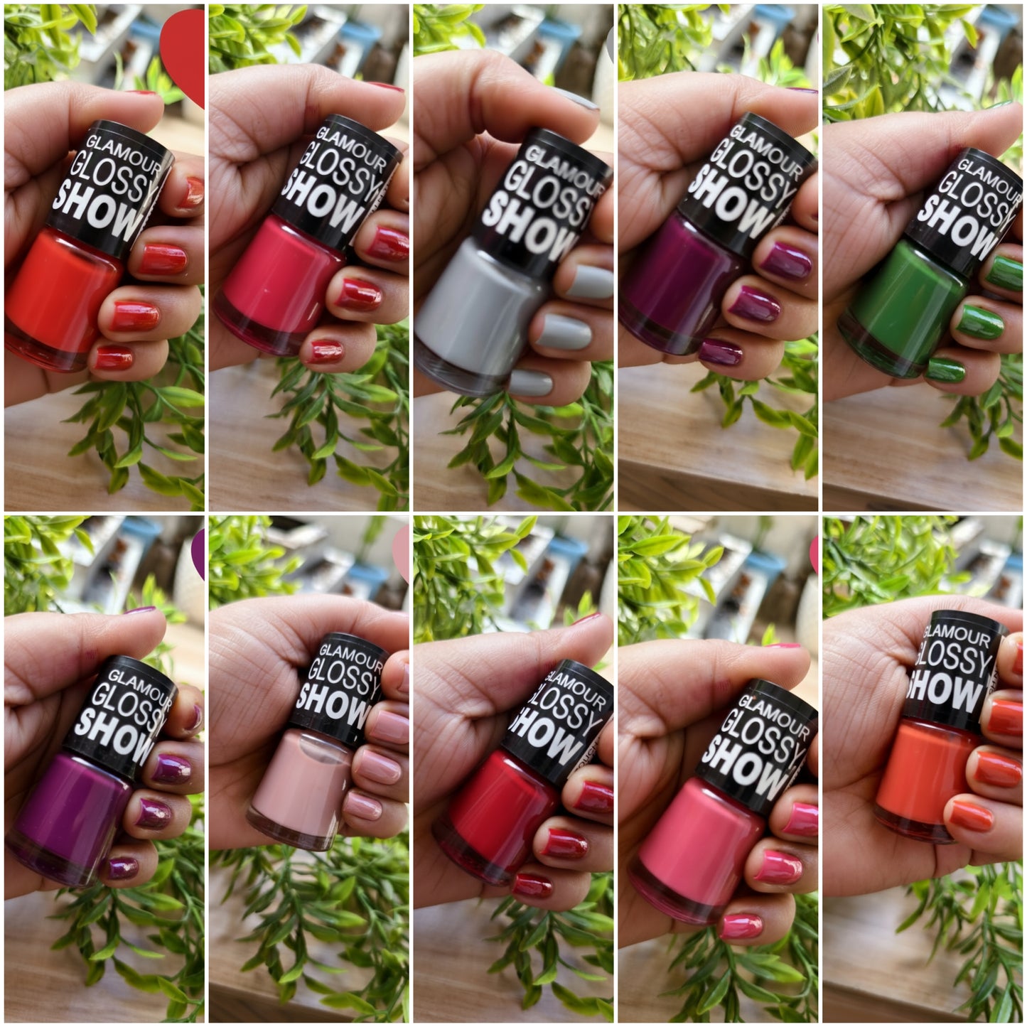Glamour Glossy Show Nail Polish - Pack of 12 Vibrant Shades Collection