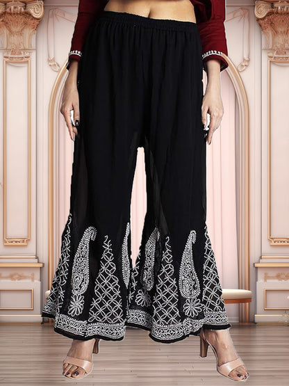 Lucknowi Chikankari Handwork Georgette Sharara by ADR Chikan