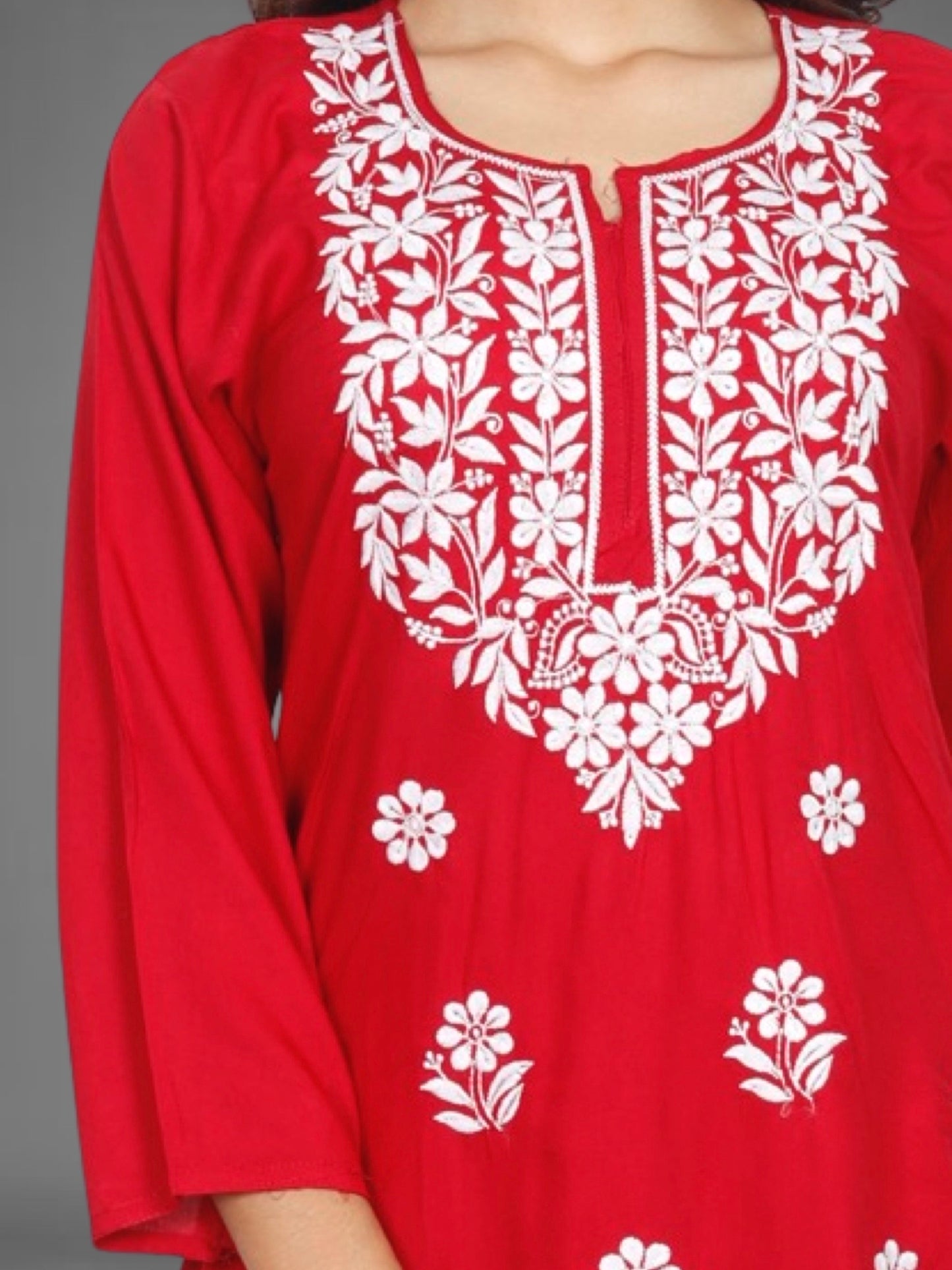 Trending Lucknowi Chikankari Embroidery Soft Rayon Kurta Palazzo Set
