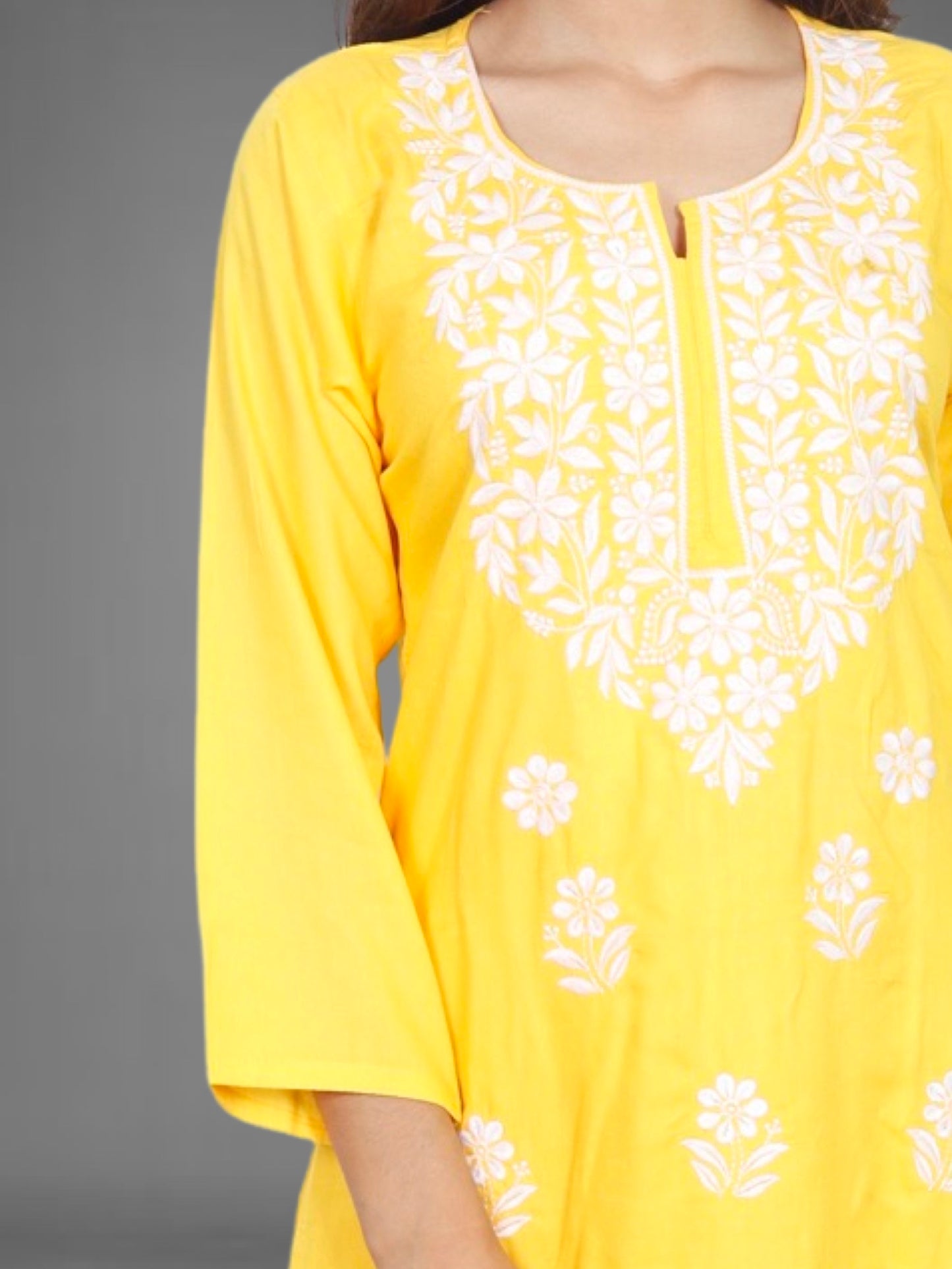 Trending Lucknowi Chikankari Embroidery Soft Rayon Kurta Palazzo Set