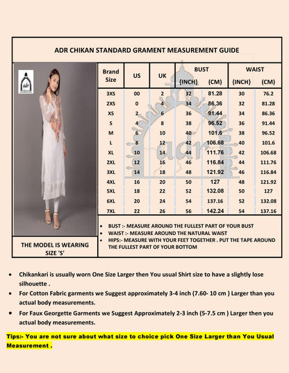 Lucknowi Chikankari Aari Work Anarkali Kurti With Matching Inner.