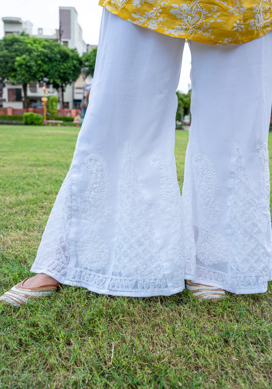 Lucknowi Chikankari Handwork Sharara (Color Chart)